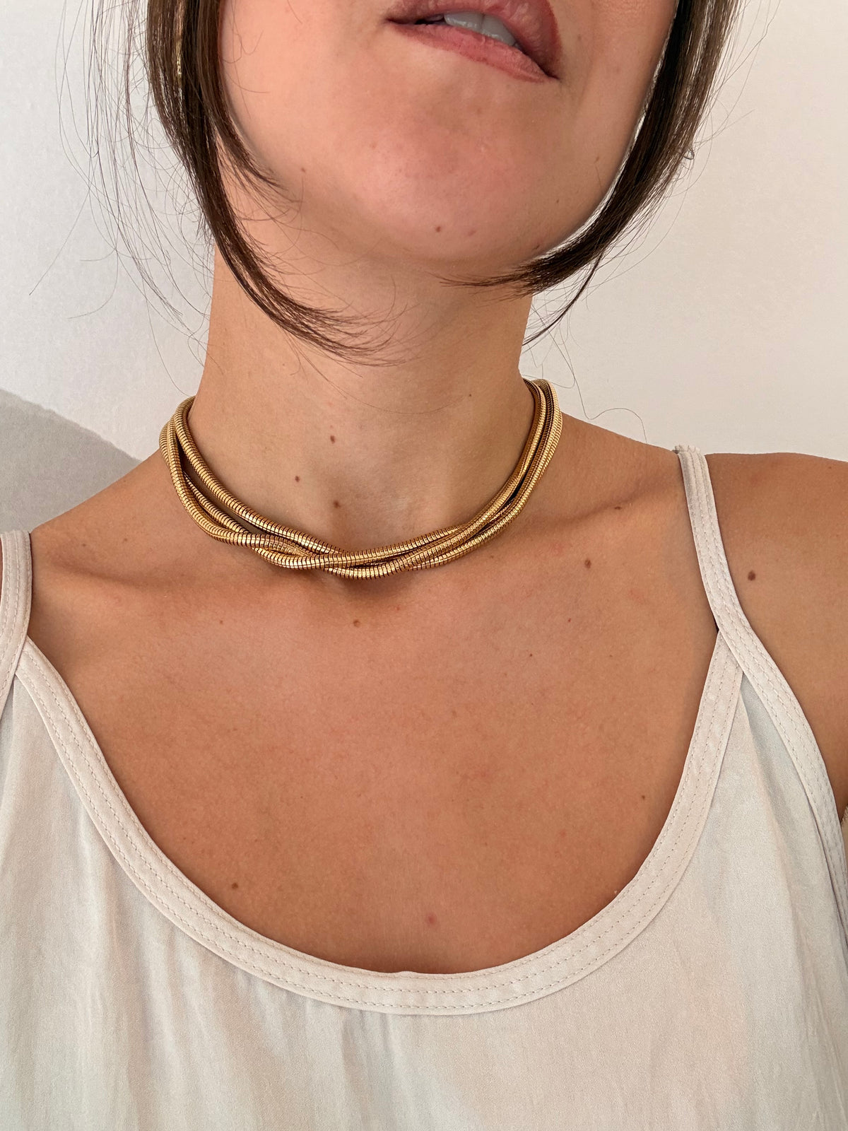 Collier doré vintage - Maille souple multi-rangs