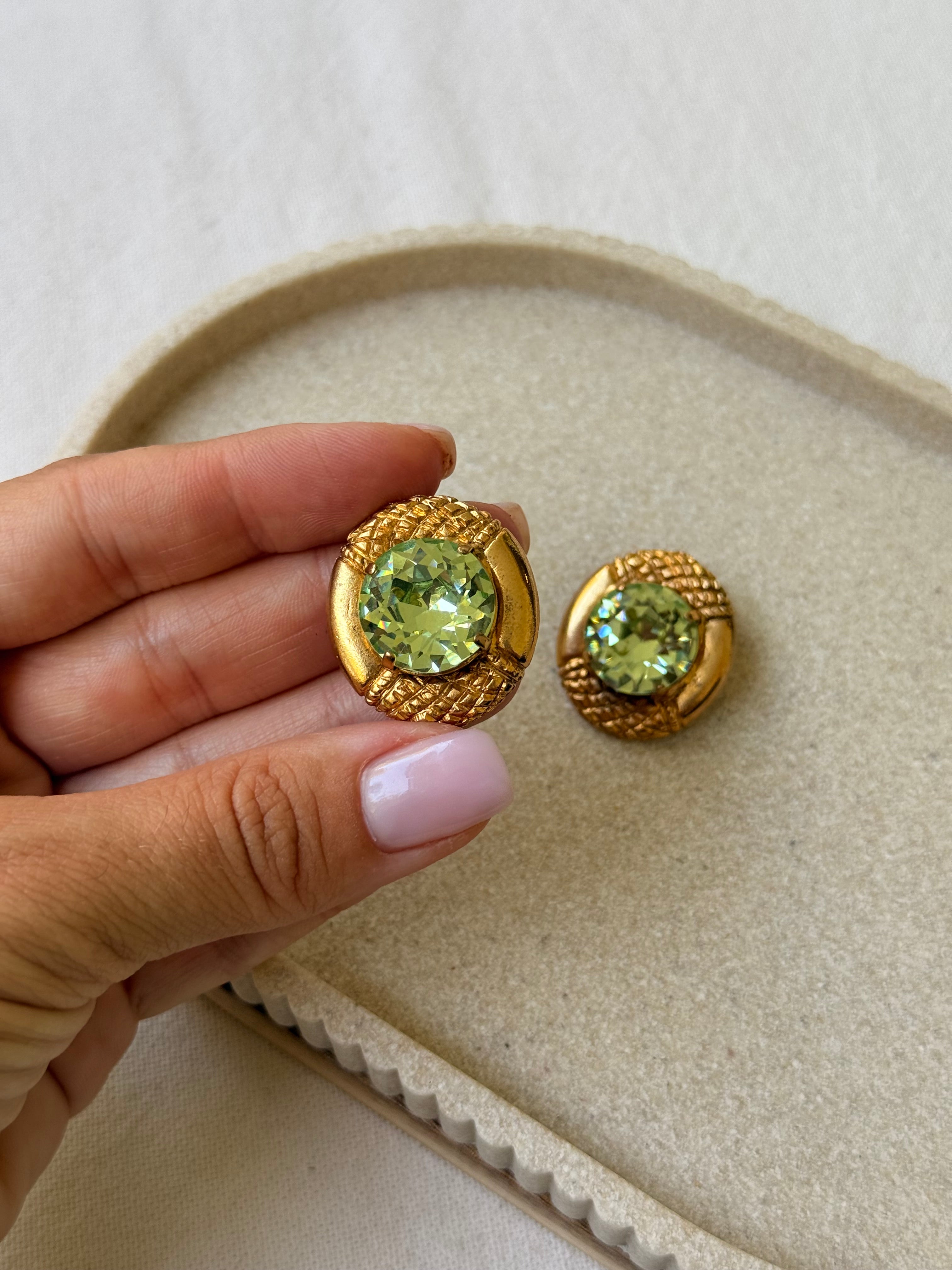 Boucles d’oreilles Sonia Rykiel vintage - Cristal vert
