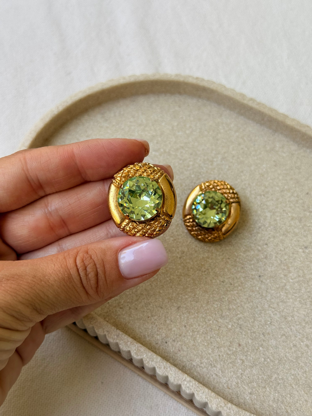 Boucles d’oreilles Sonia Rykiel vintage - Cristal vert