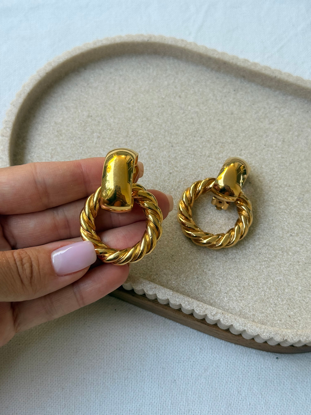 Boucles d’oreilles Céline vintage - Anneaux torsadés dorés amovibles