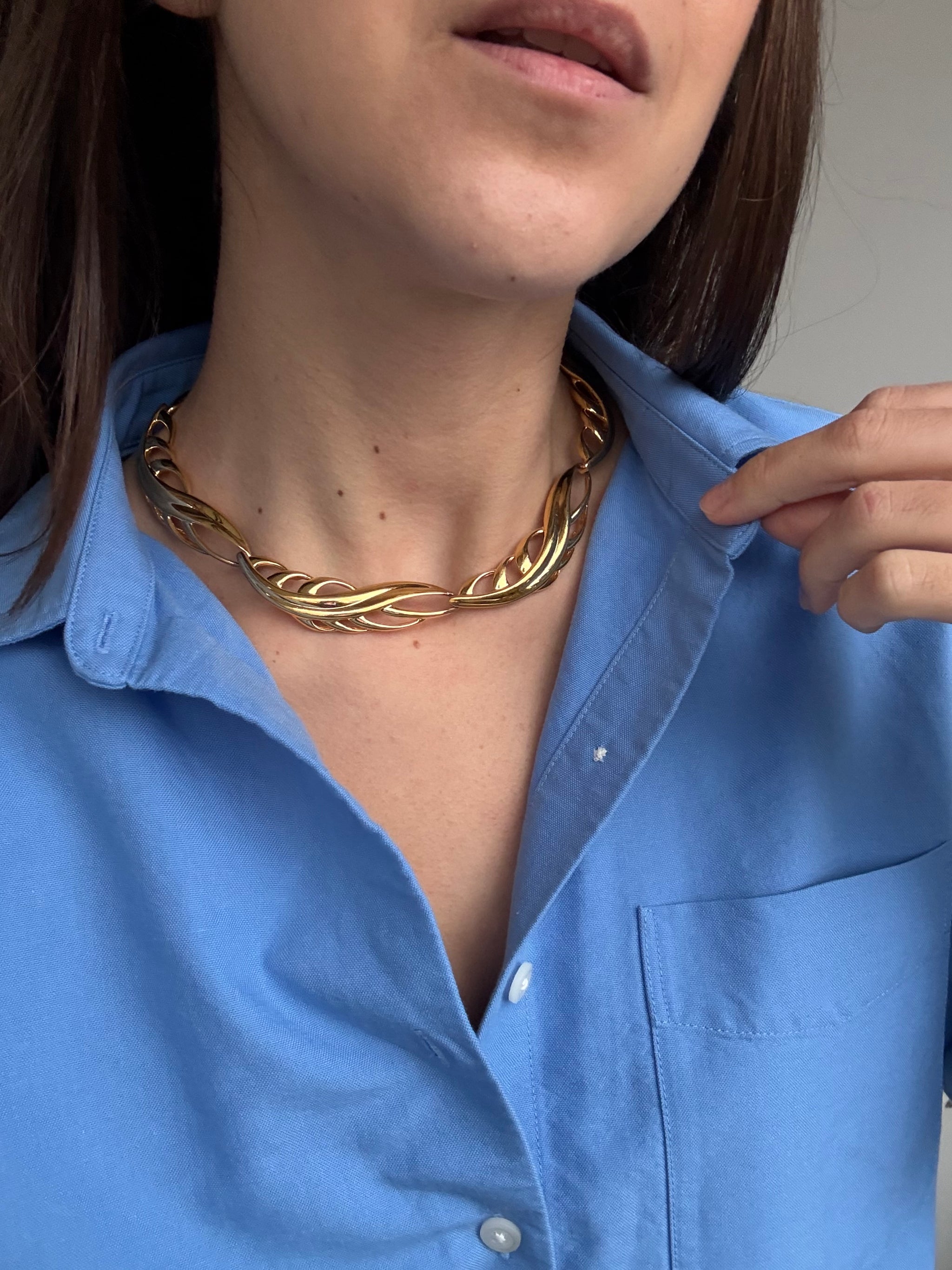 Collier Monet vintage - Maillons ajourés feuillage