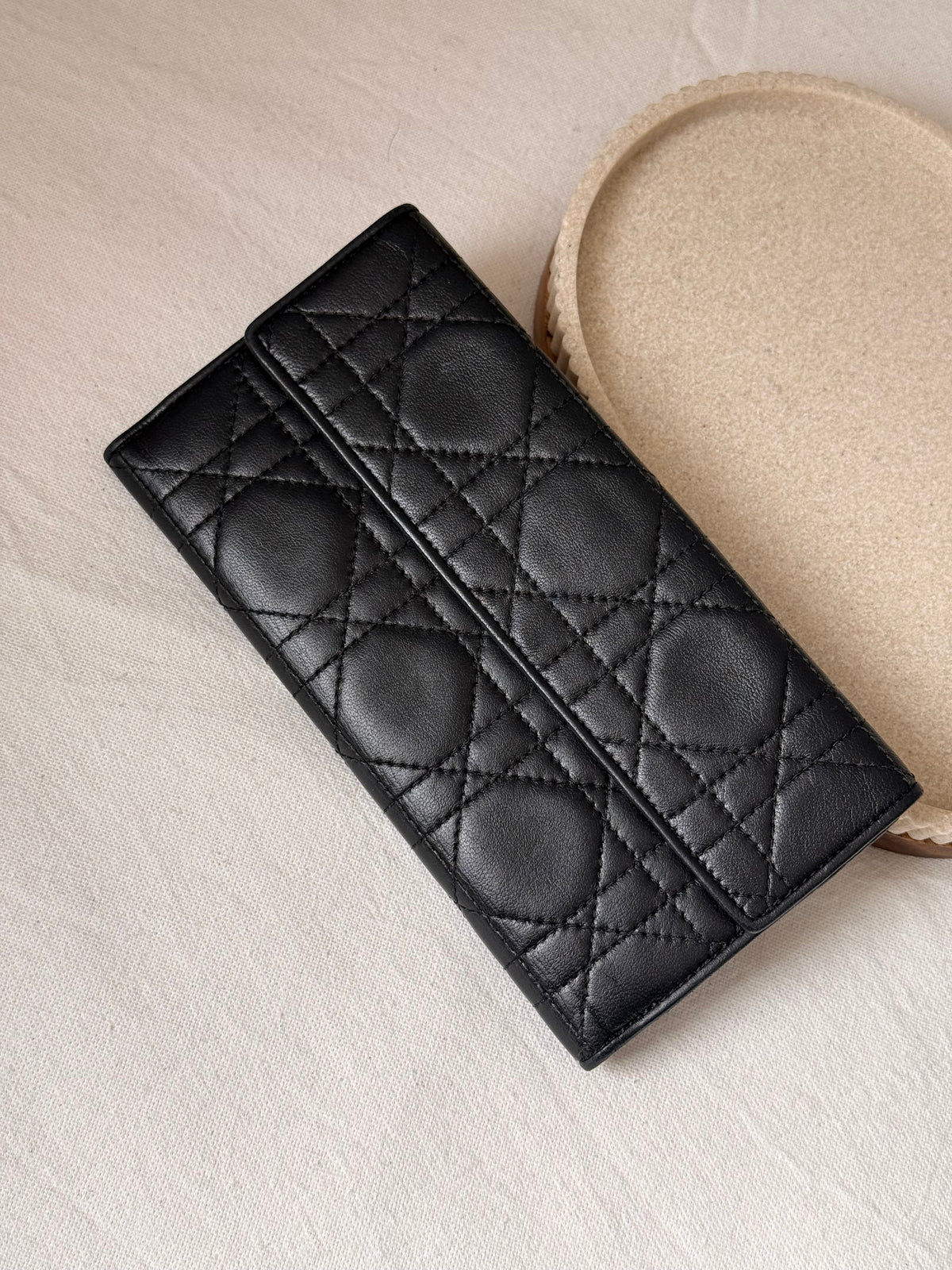 Portefeuille Christian Dior vintage - Cuir Cannage noir