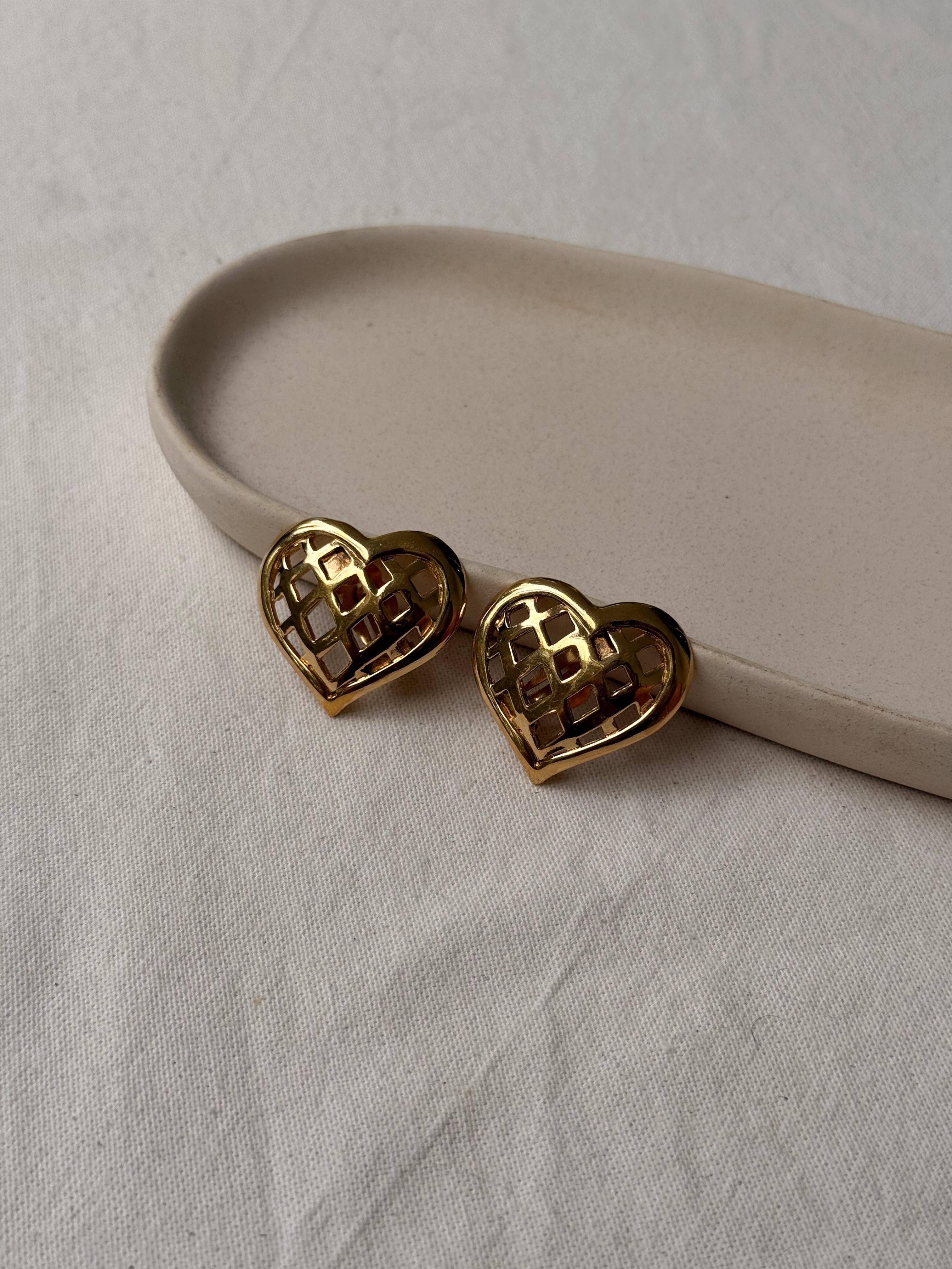 Boucles d’oreilles Rochas vintage - Cœurs dorés