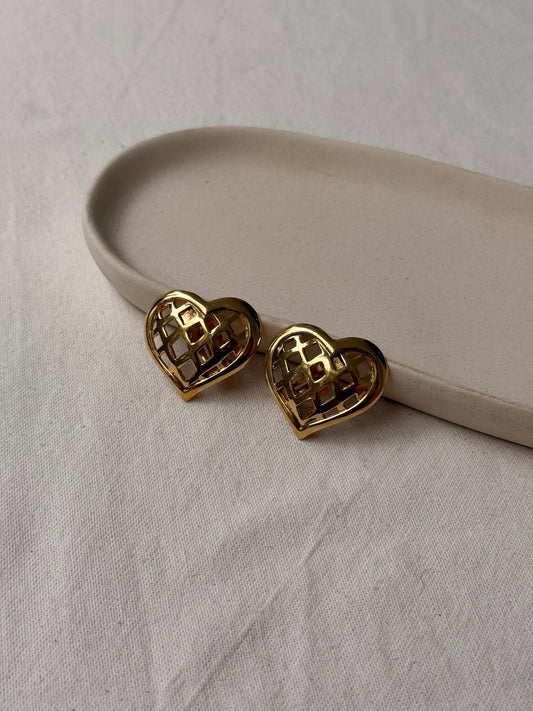 Boucles d’oreilles Rochas vintage - Cœurs dorés