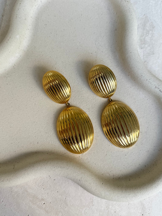 Boucles d’oreilles Bijoux Di Carlotta vintage - Pendantes ovales striées