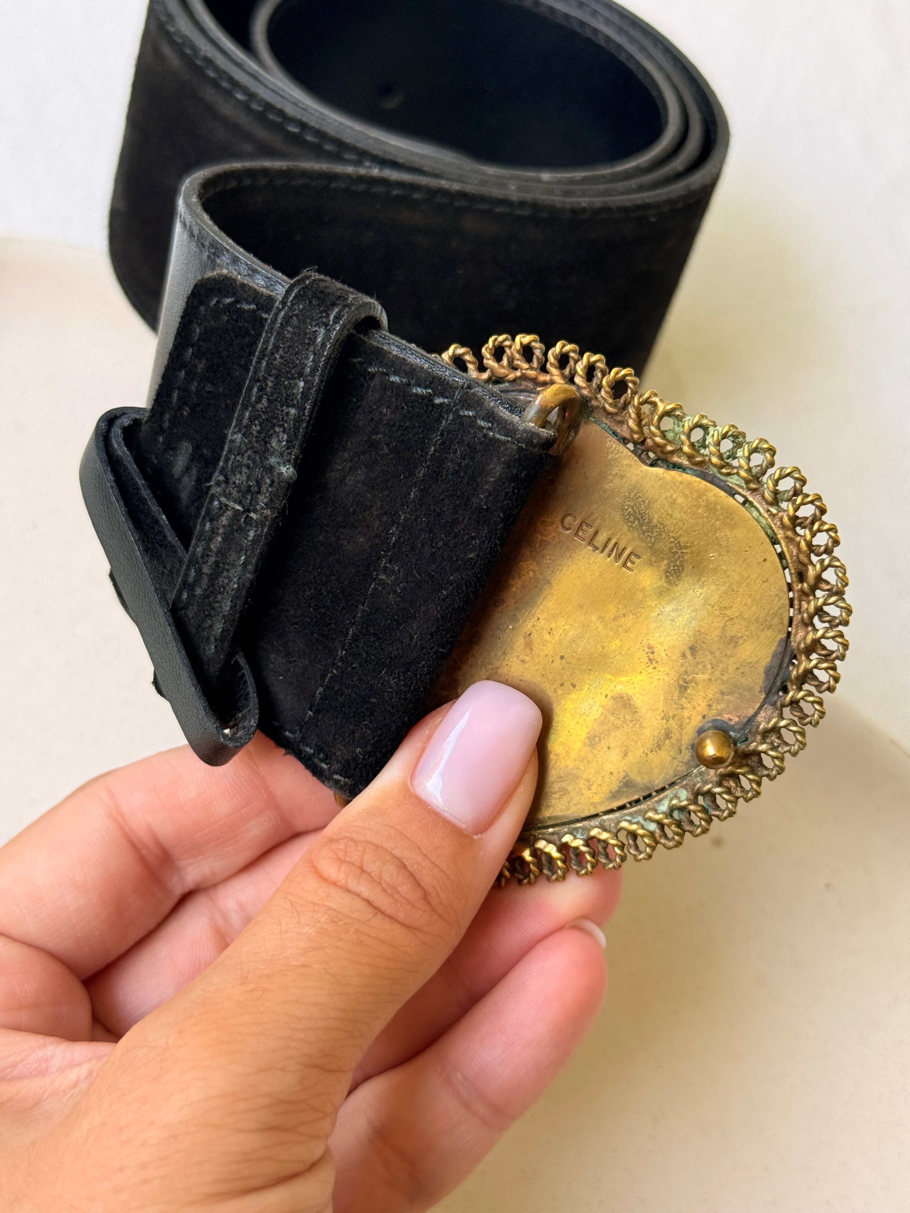 Ceinture Céline vintage - Boucle bijou en pâte de verre