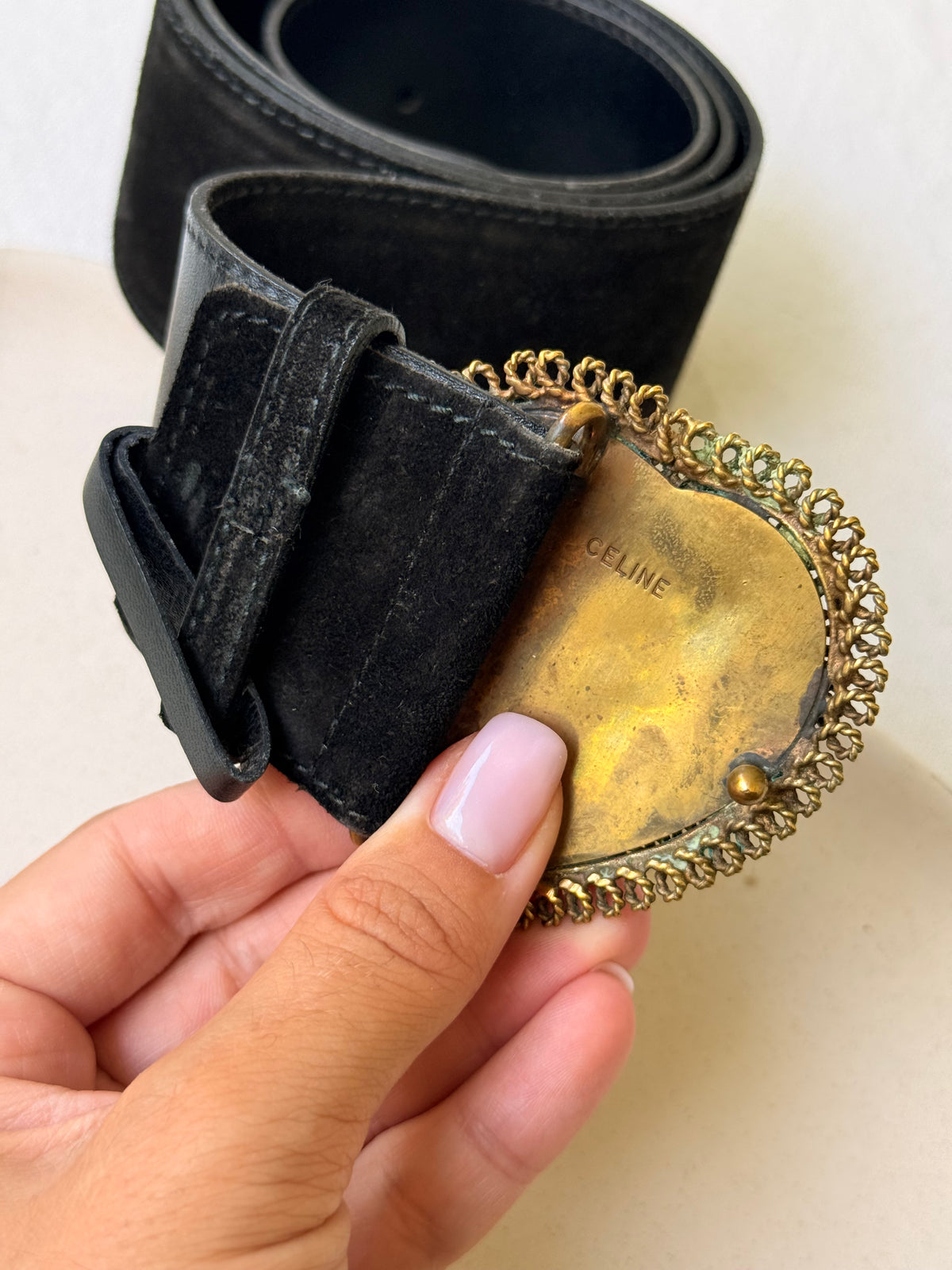 Ceinture Céline vintage - Boucle bijou en pâte de verre