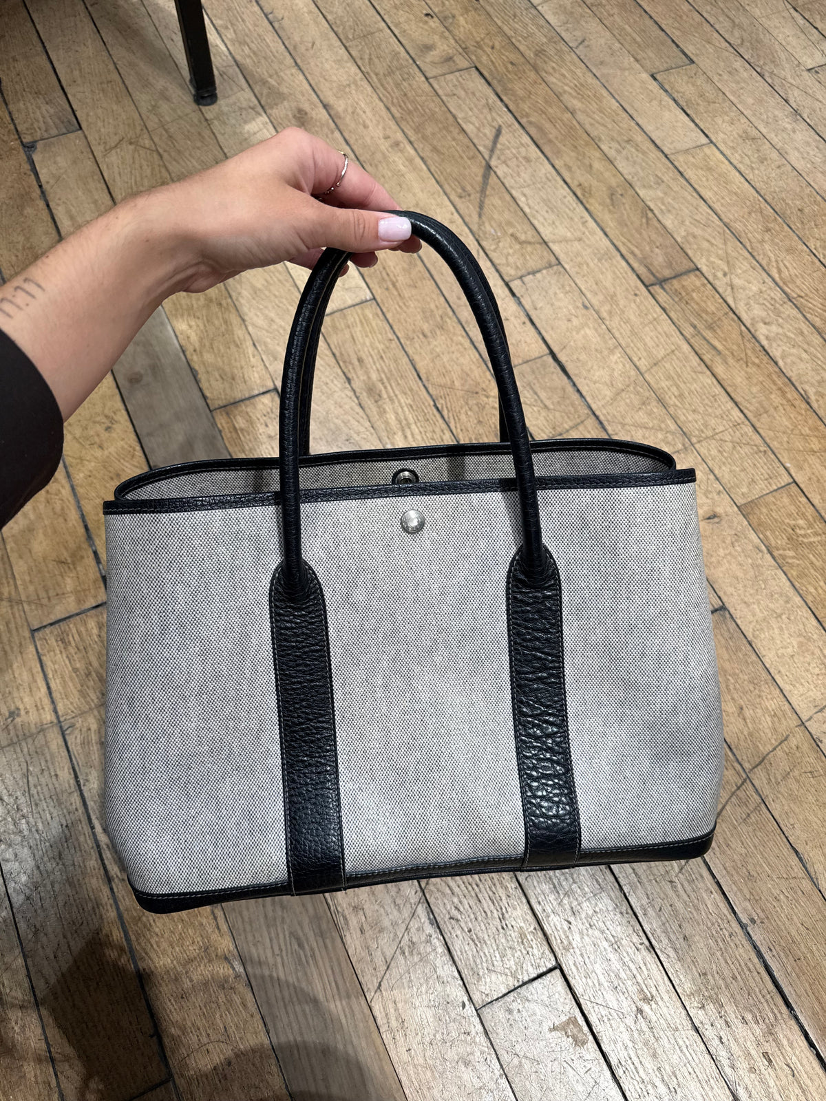 Sac Hermès vintage - Garden Party 36 en toile et cuir grainé