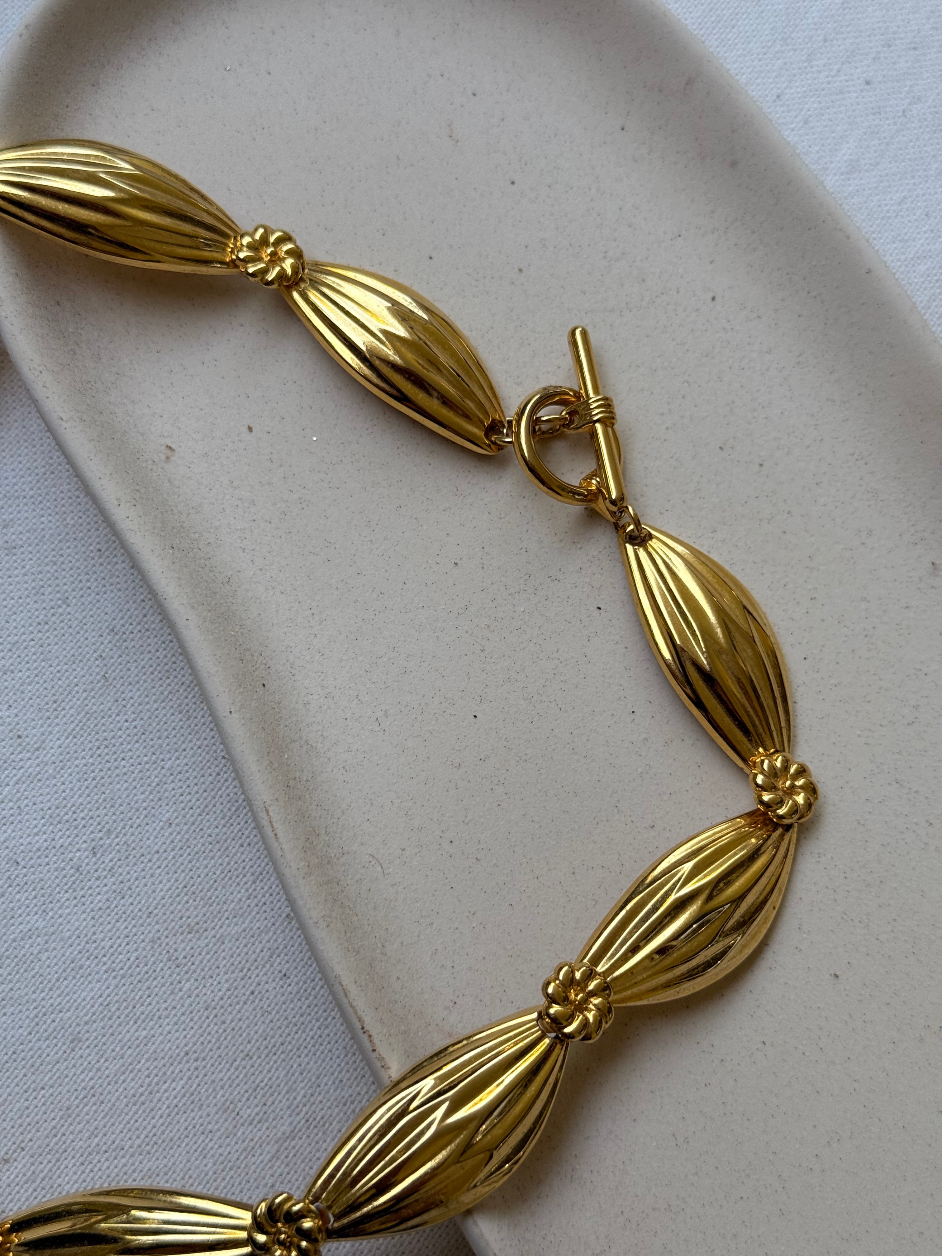 Collier doré vintage - Maillons bombés matelassés