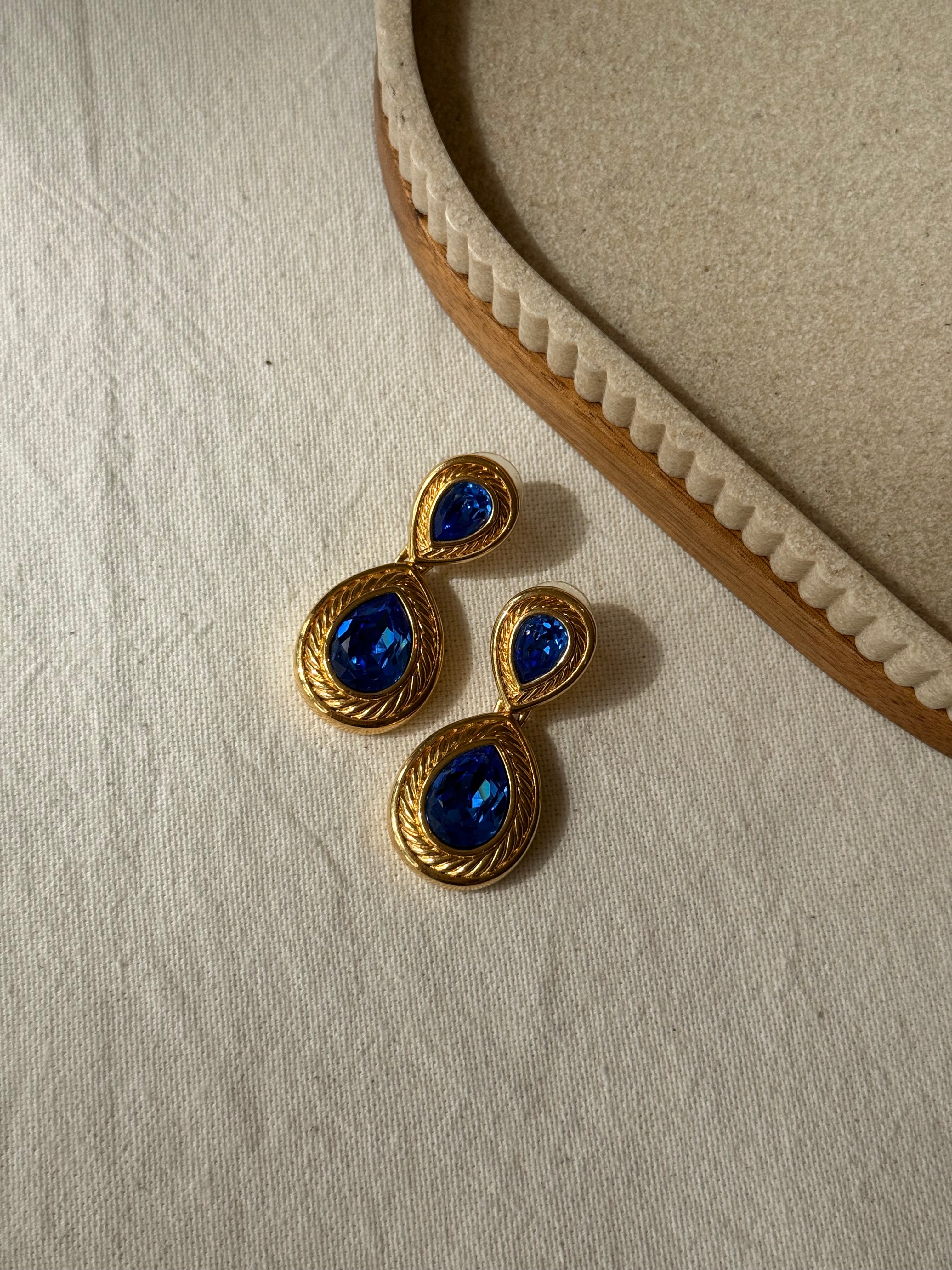 Boucles d’oreilles Swarovski vintage - Cristaux bleus (oreilles percées)