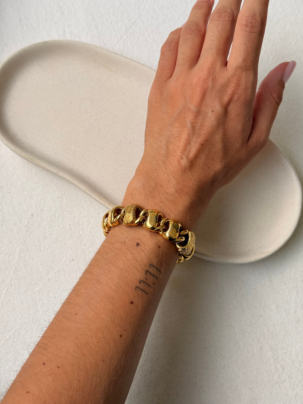 Bracelet Monet vintage - Maille torsadée dorée