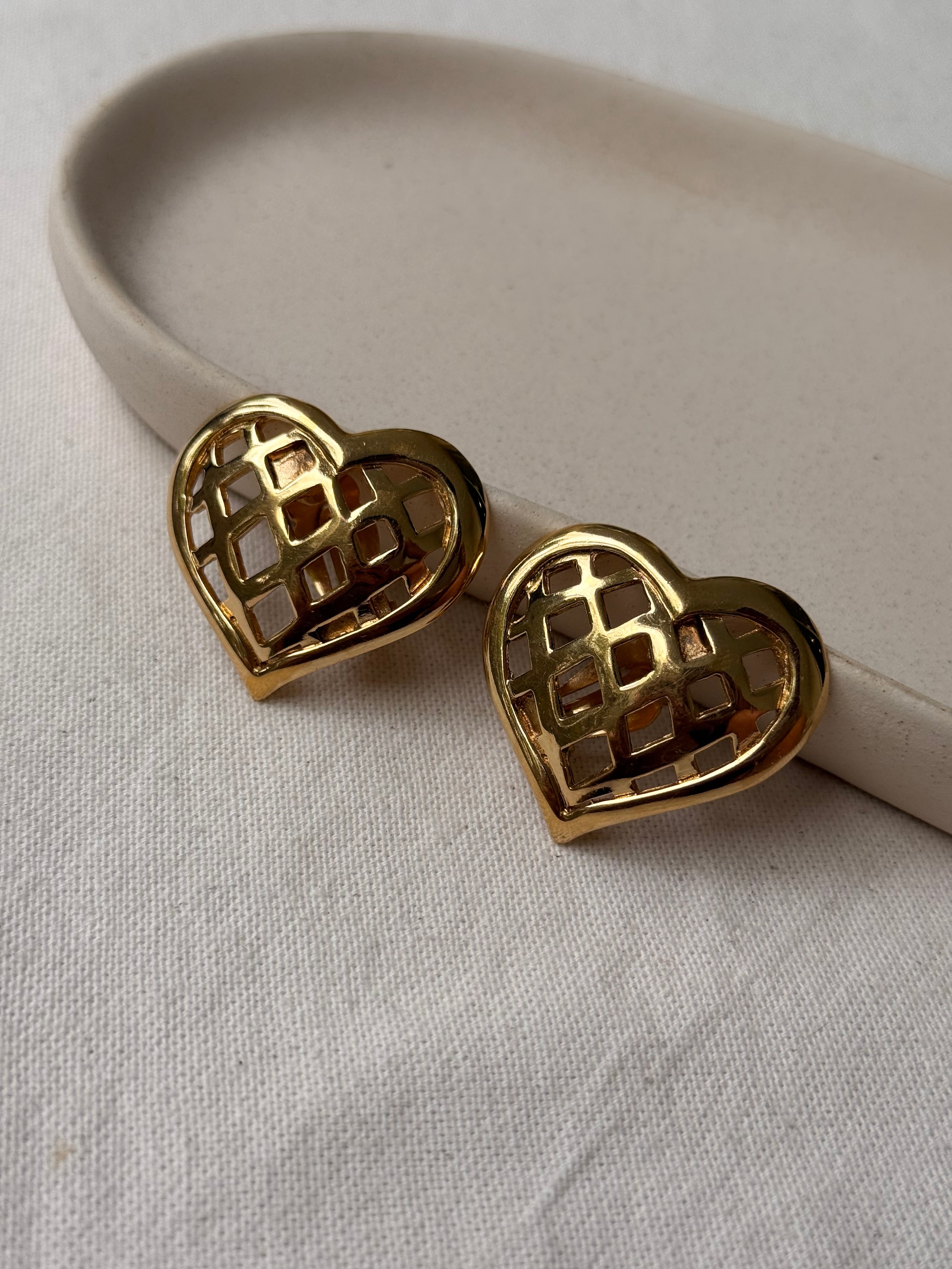 Boucles d’oreilles Rochas vintage - Cœurs dorés