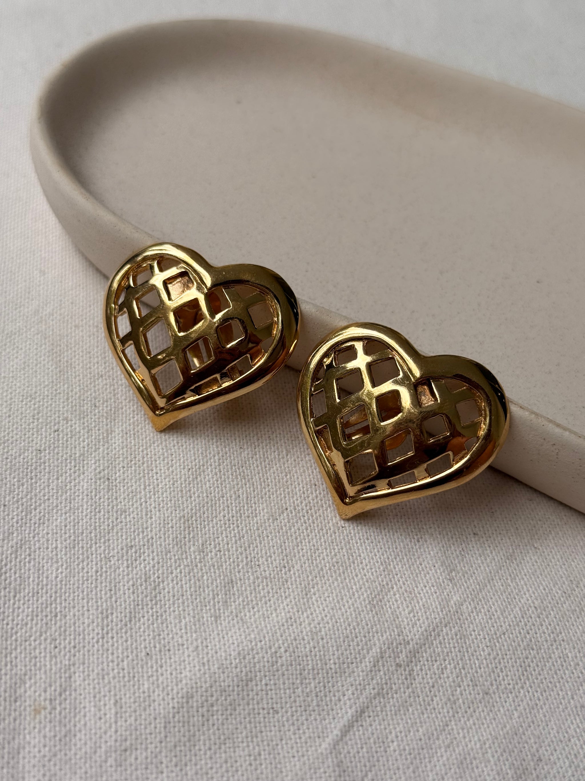 Boucles d’oreilles Rochas vintage - Cœurs dorés