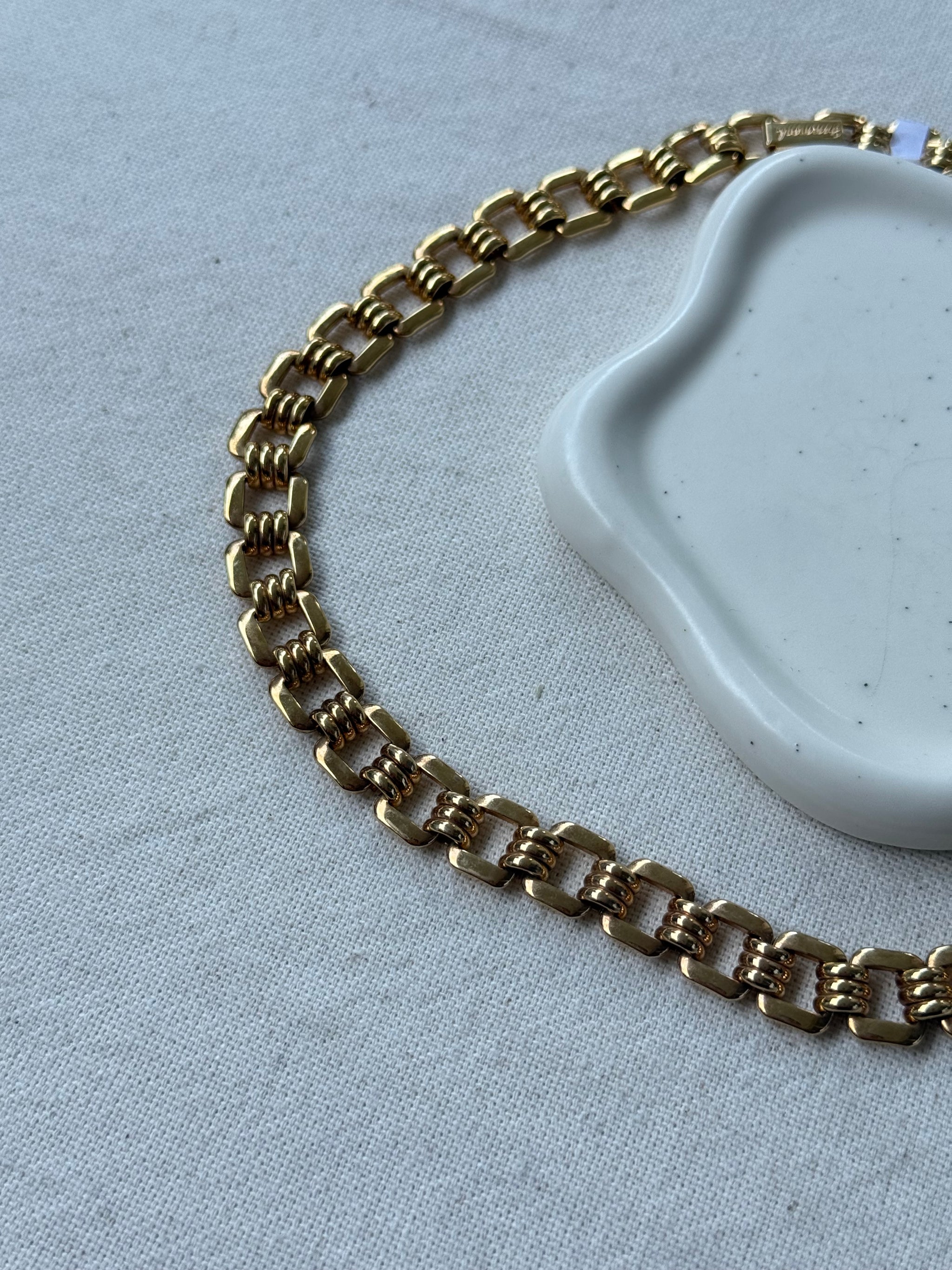 Collier doré vintage - Maillons carrés dorés