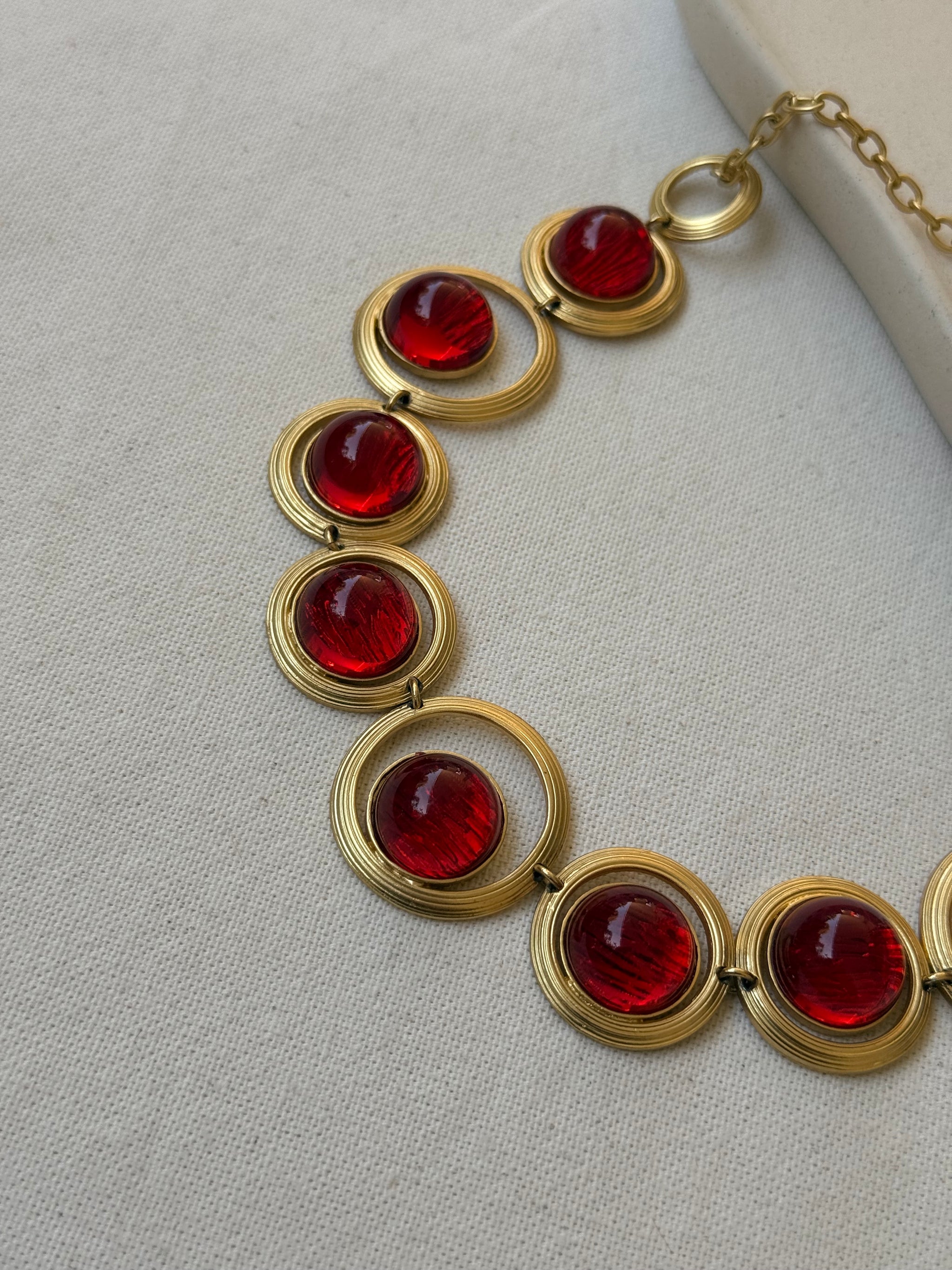 Collier Dolce Vita vintage - Cabochon résine rouge