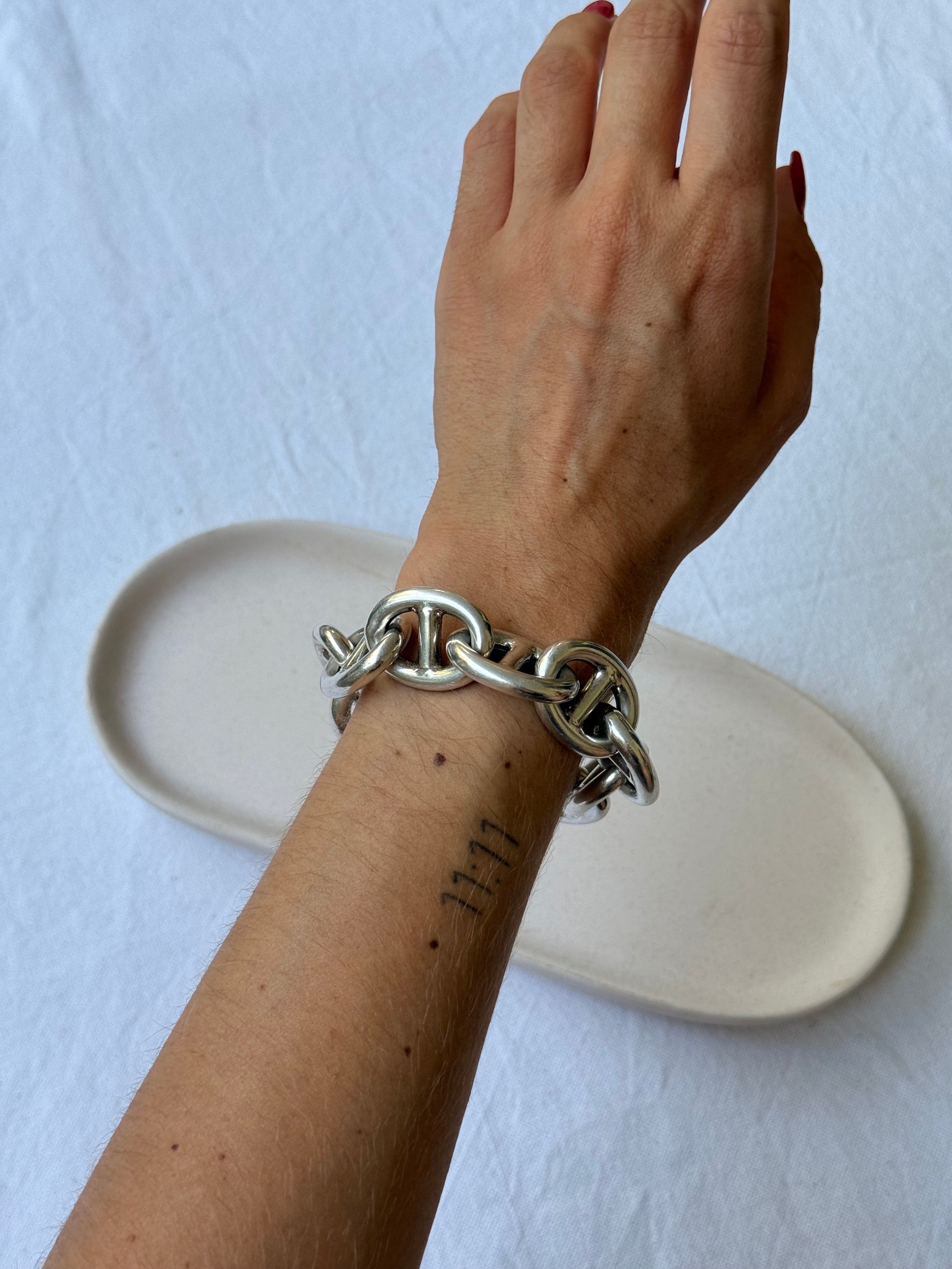 Bracelet vintage en argent 925 - maille chaîne d'ancre