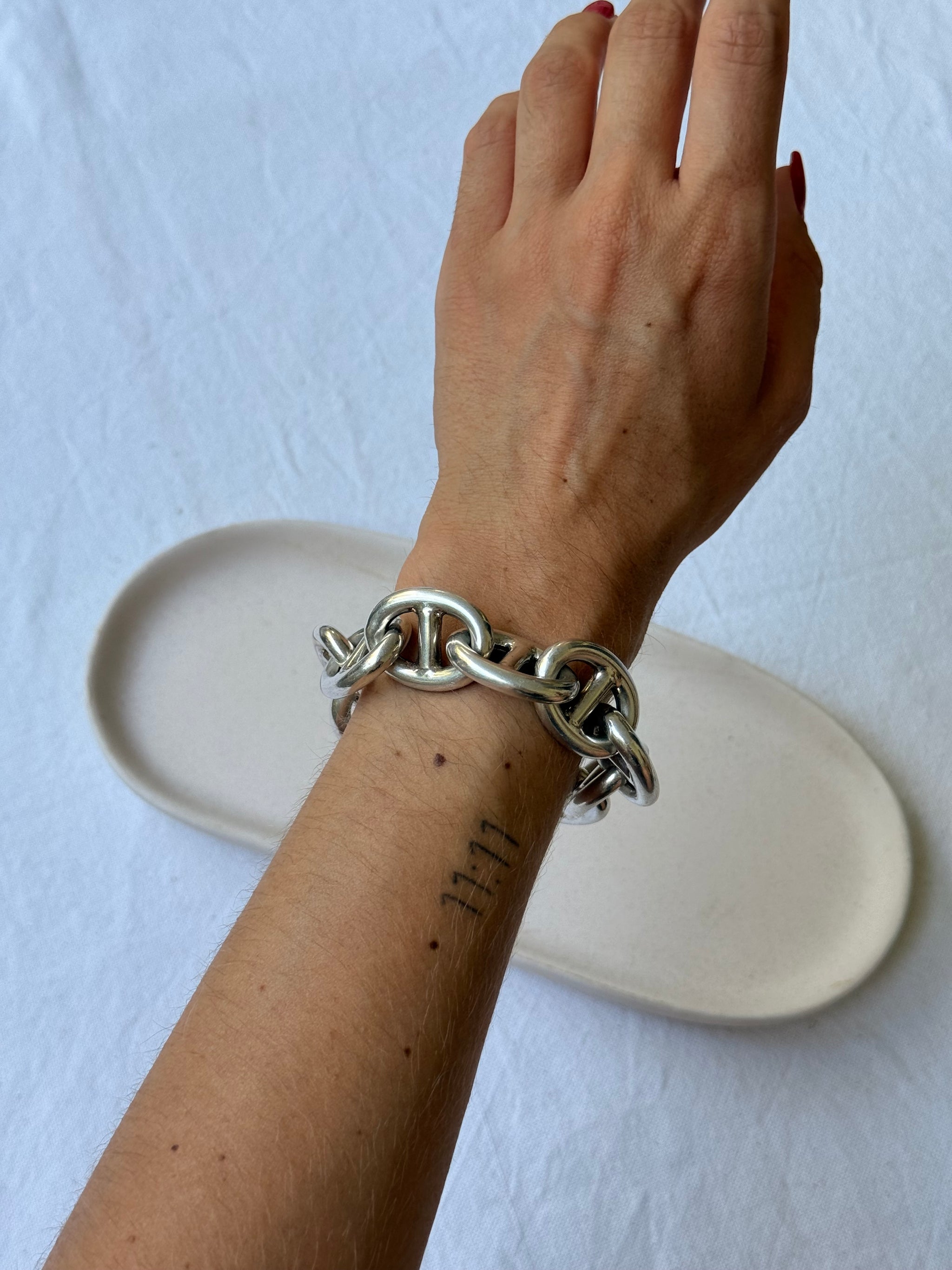 Bracelet vintage en argent 925 - maille chaîne d'ancre