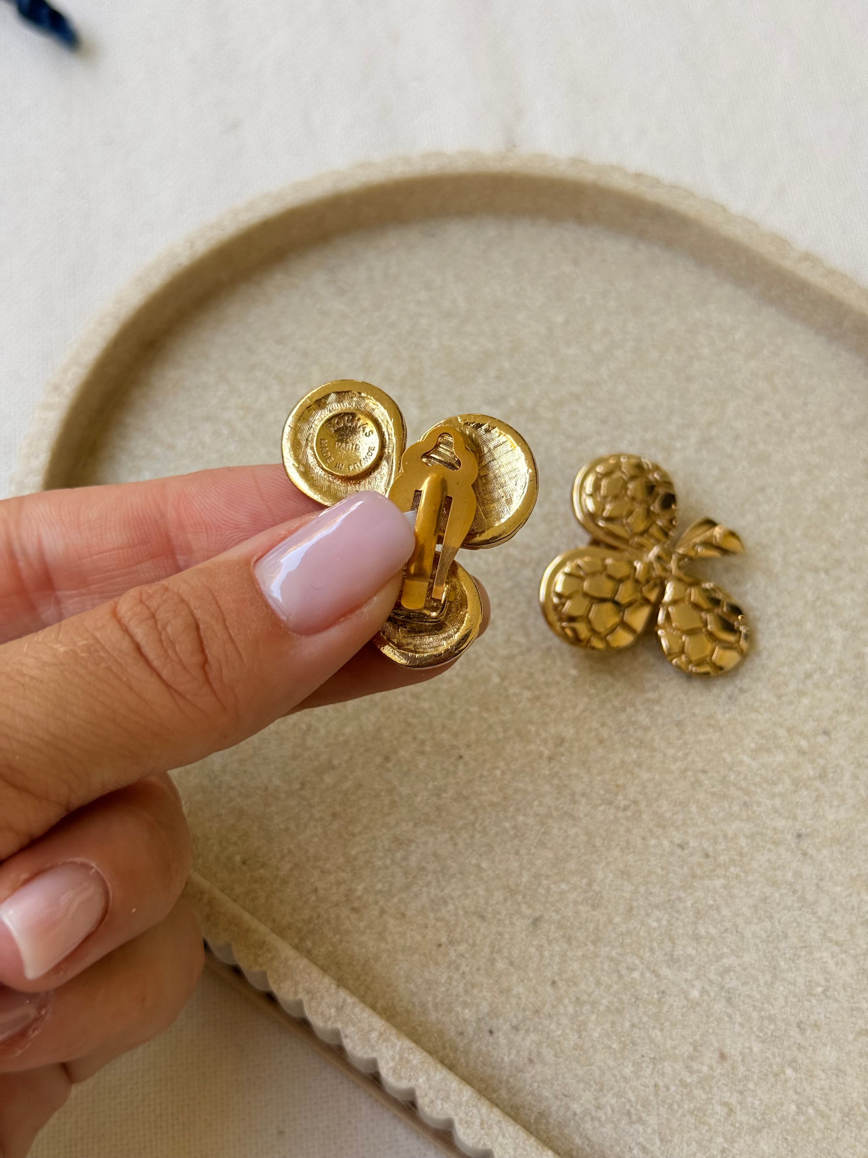 Boucles d’oreilles Rochas vintage - Trèfles dorés