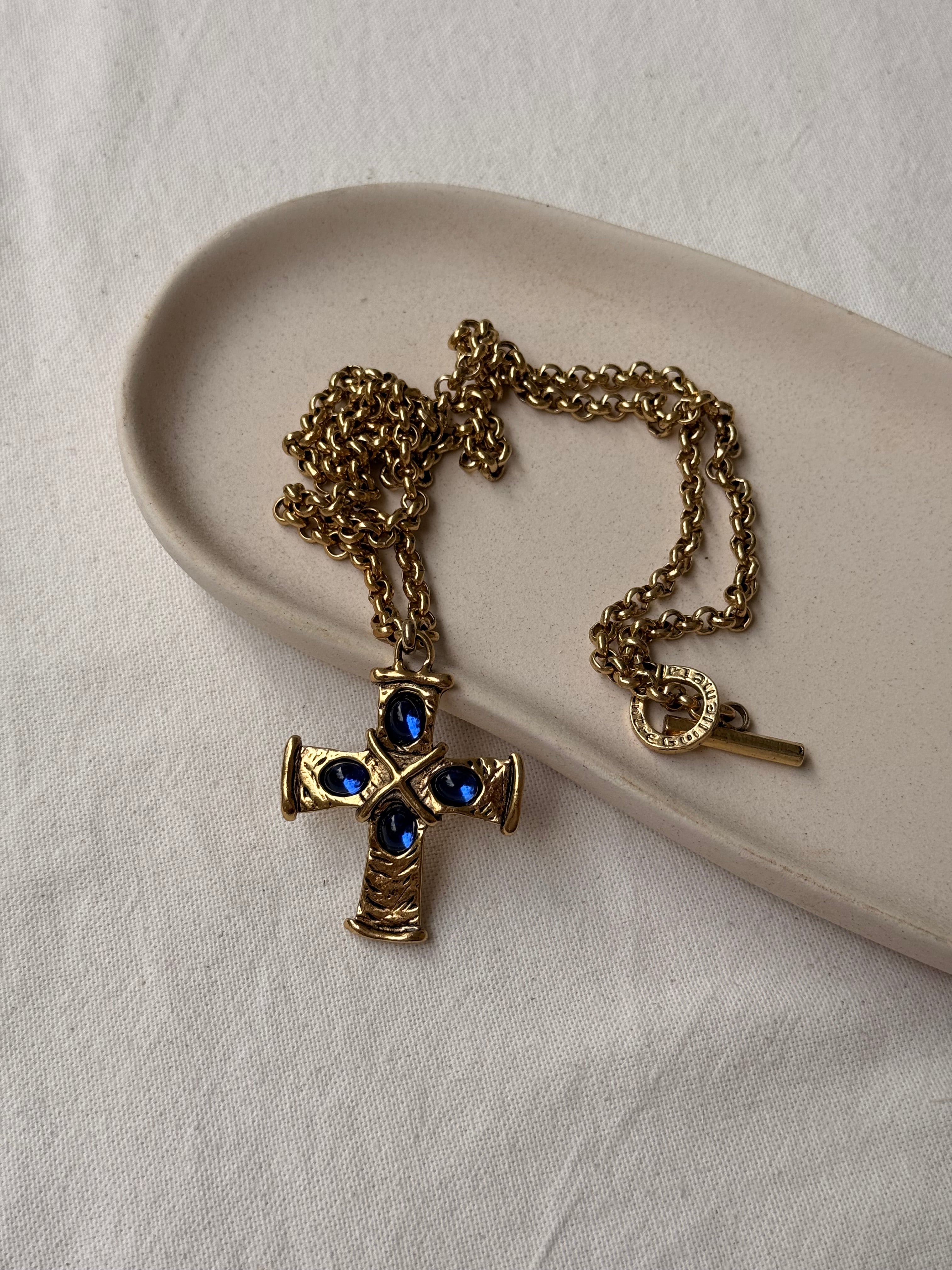 Collier Entre Guillemets vintage - Sautoir pendentif croix