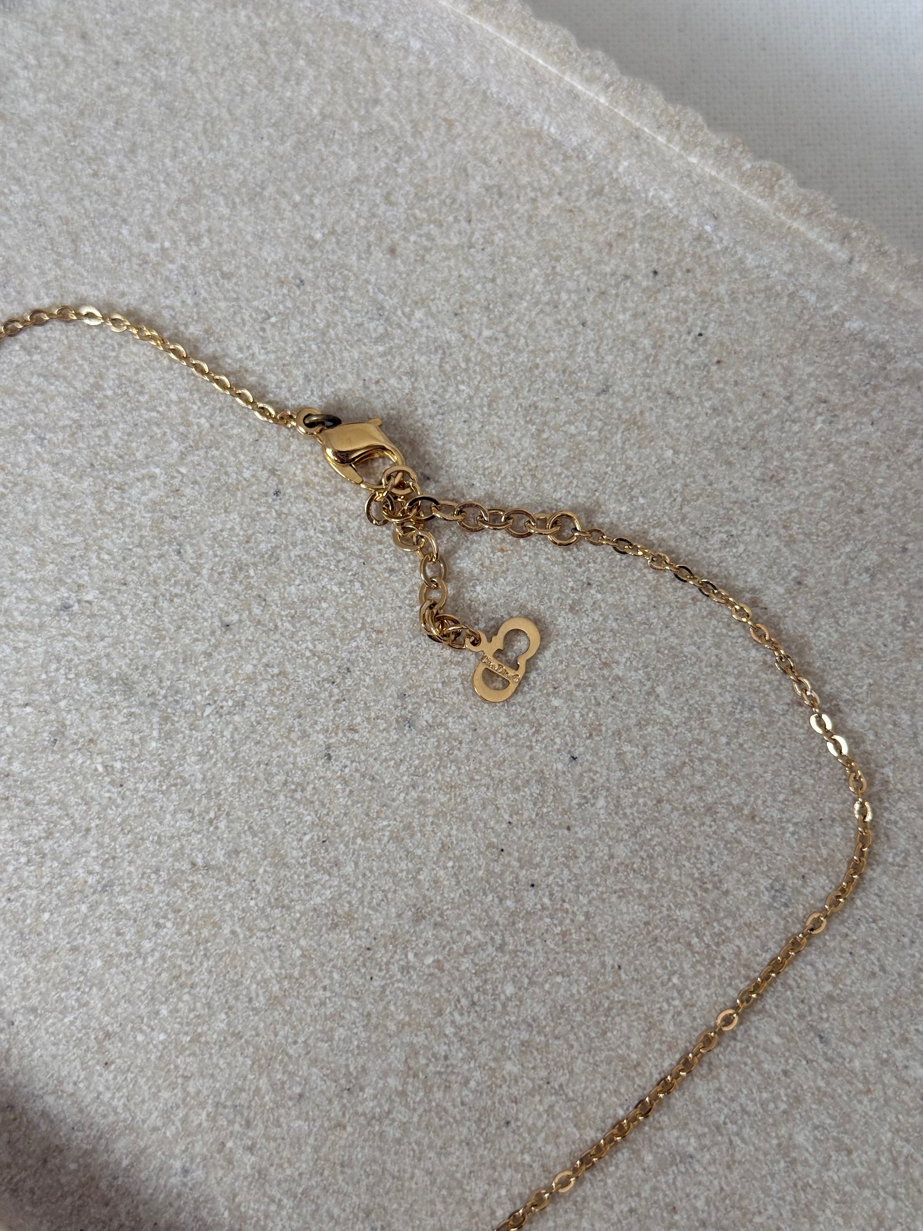 Collier Christian Dior vintage - Pendentif CD cœur et strass