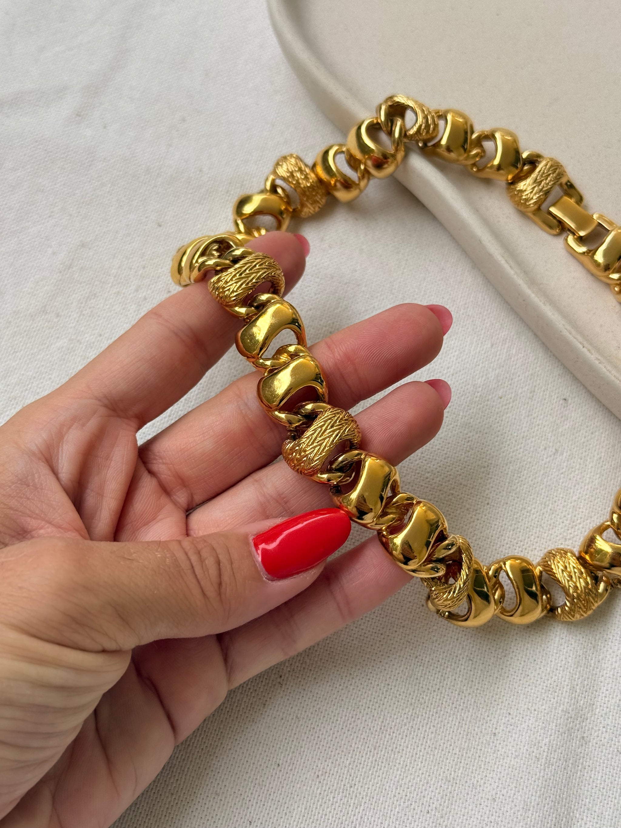 Collier Monet vintage - Maille torsadée dorée