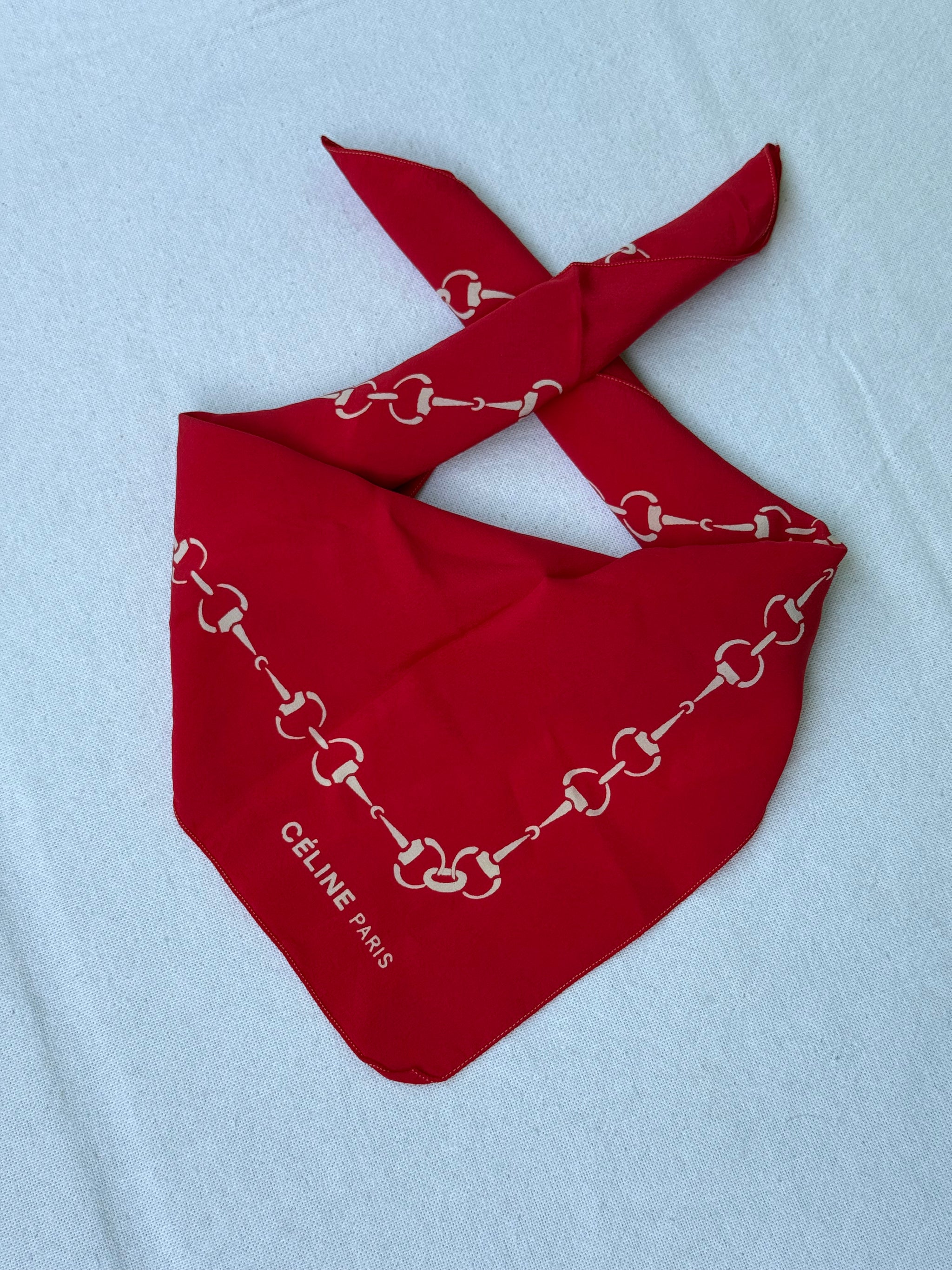 Celine Scarf – Red chain print