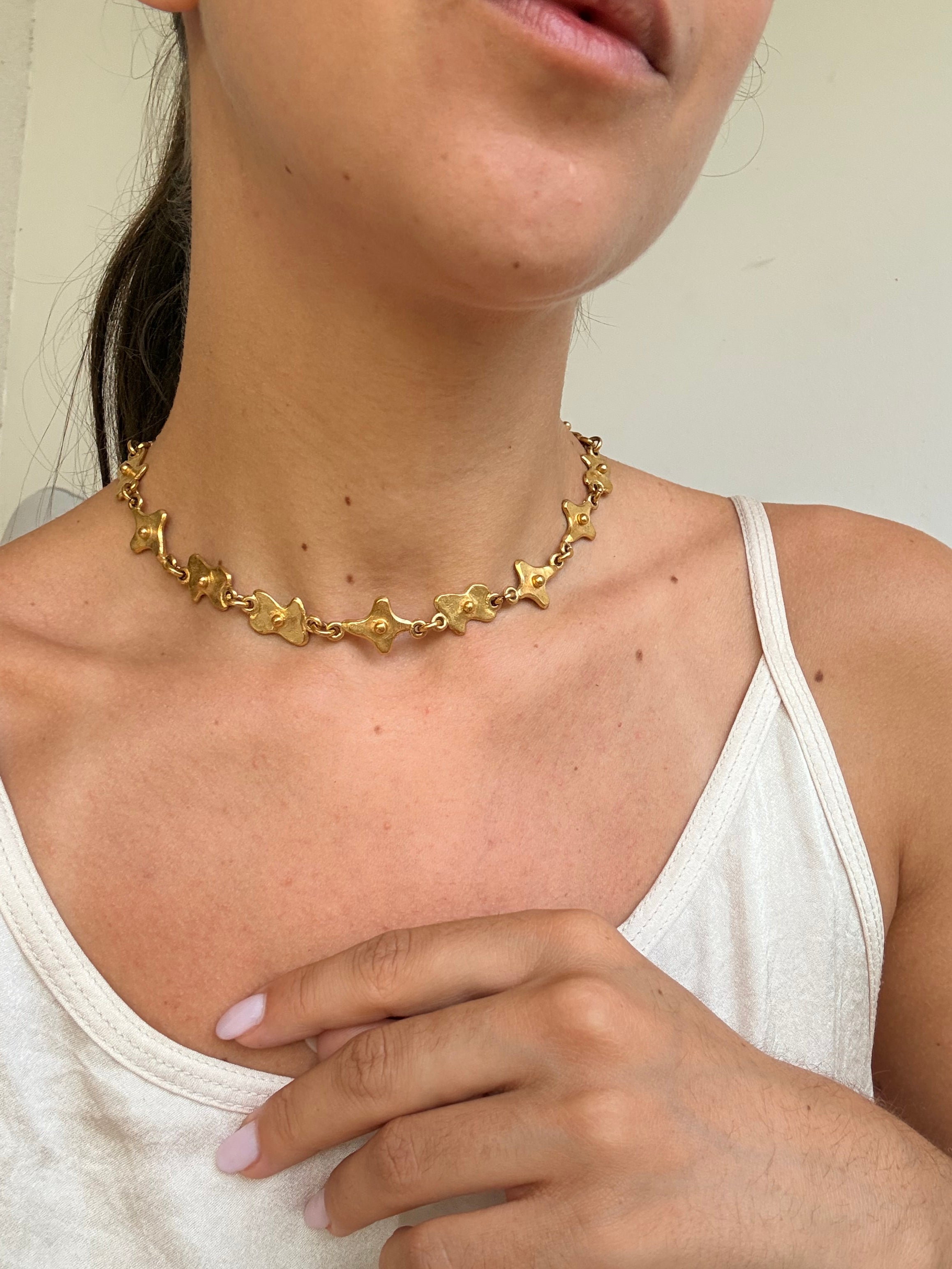 Collier Biche de Bere vintage - Maille formes dorée