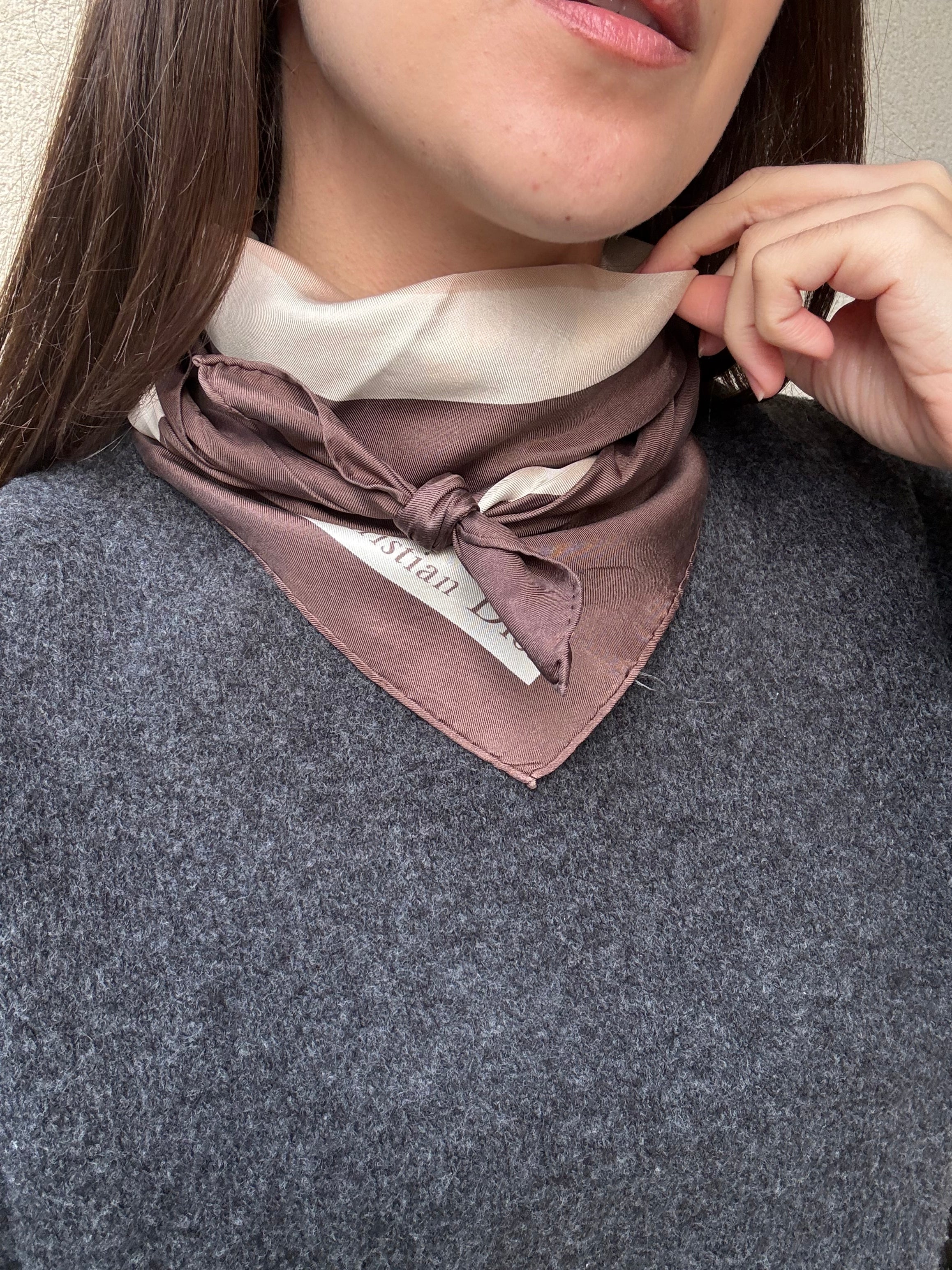 Christian Dior scarf – D graphic pattern brown beige