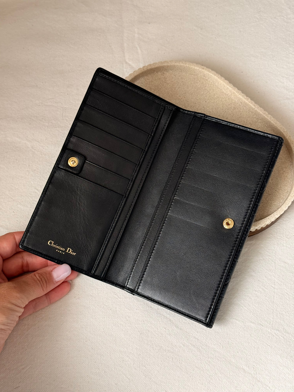 Portefeuille Christian Dior vintage - Cuir Cannage noir