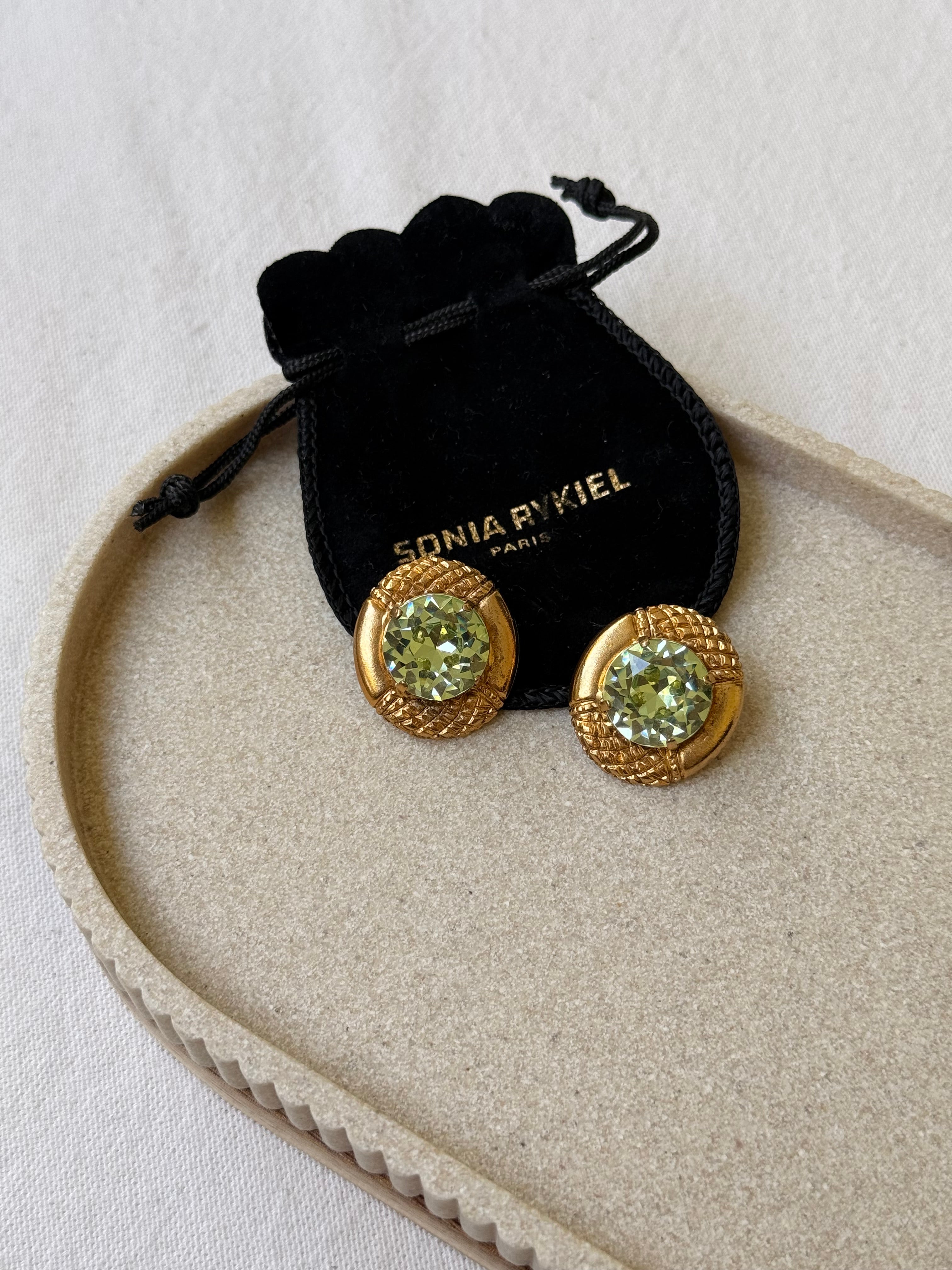 Boucles d’oreilles Sonia Rykiel vintage - Cristal vert