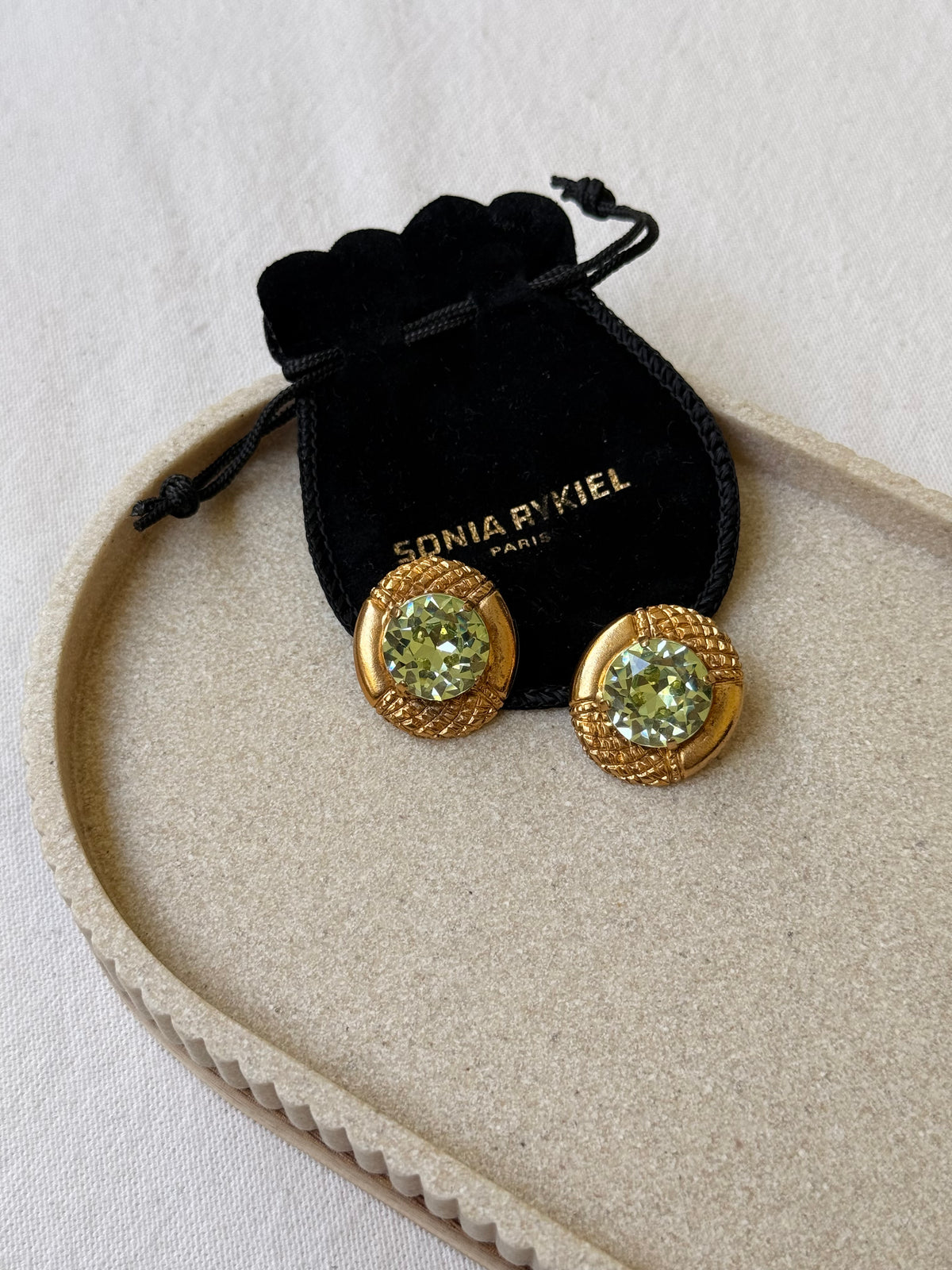 Boucles d’oreilles Sonia Rykiel vintage - Cristal vert