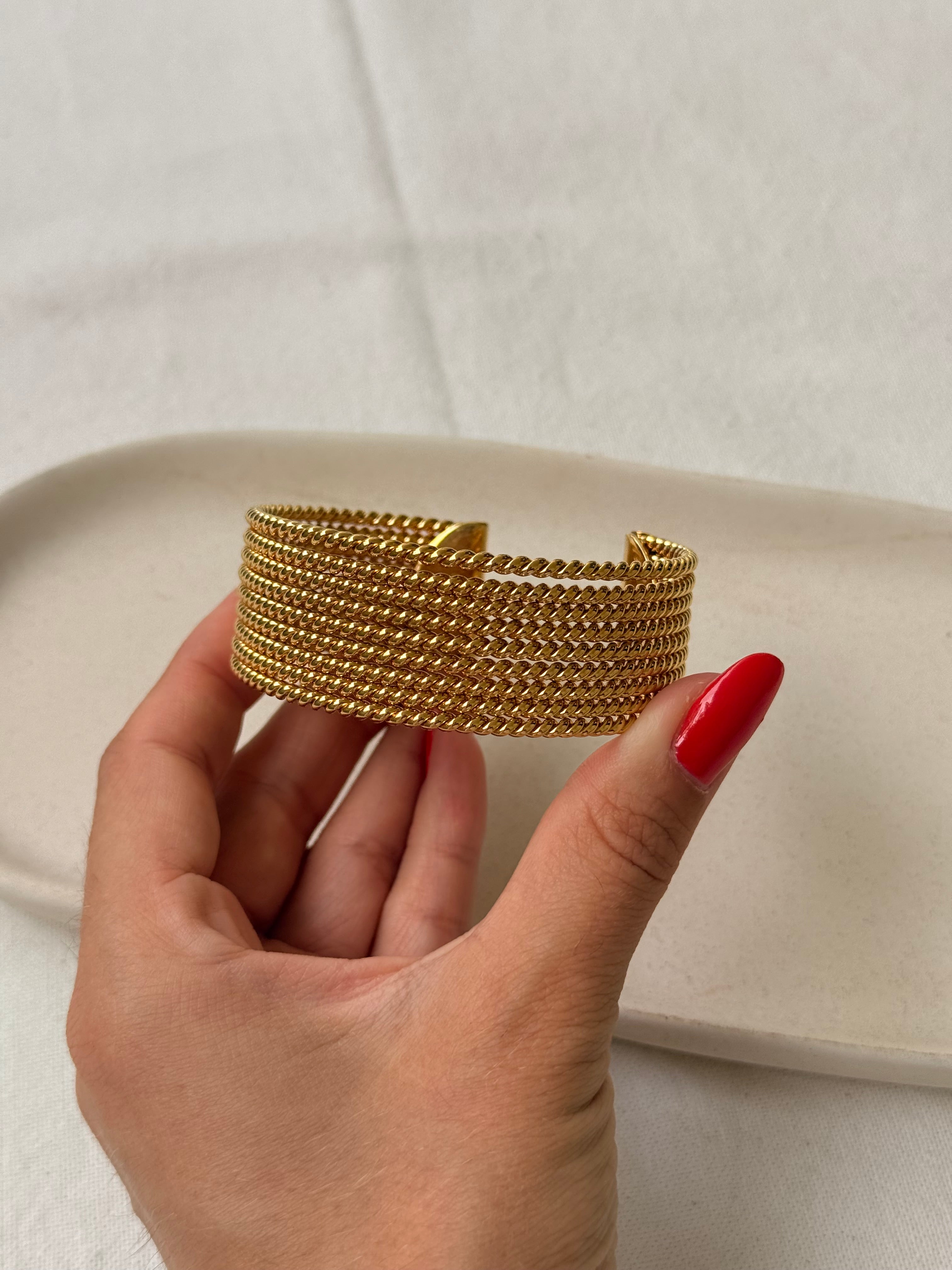 Bracelet Avon vintage - Manchette multirangs torsadés