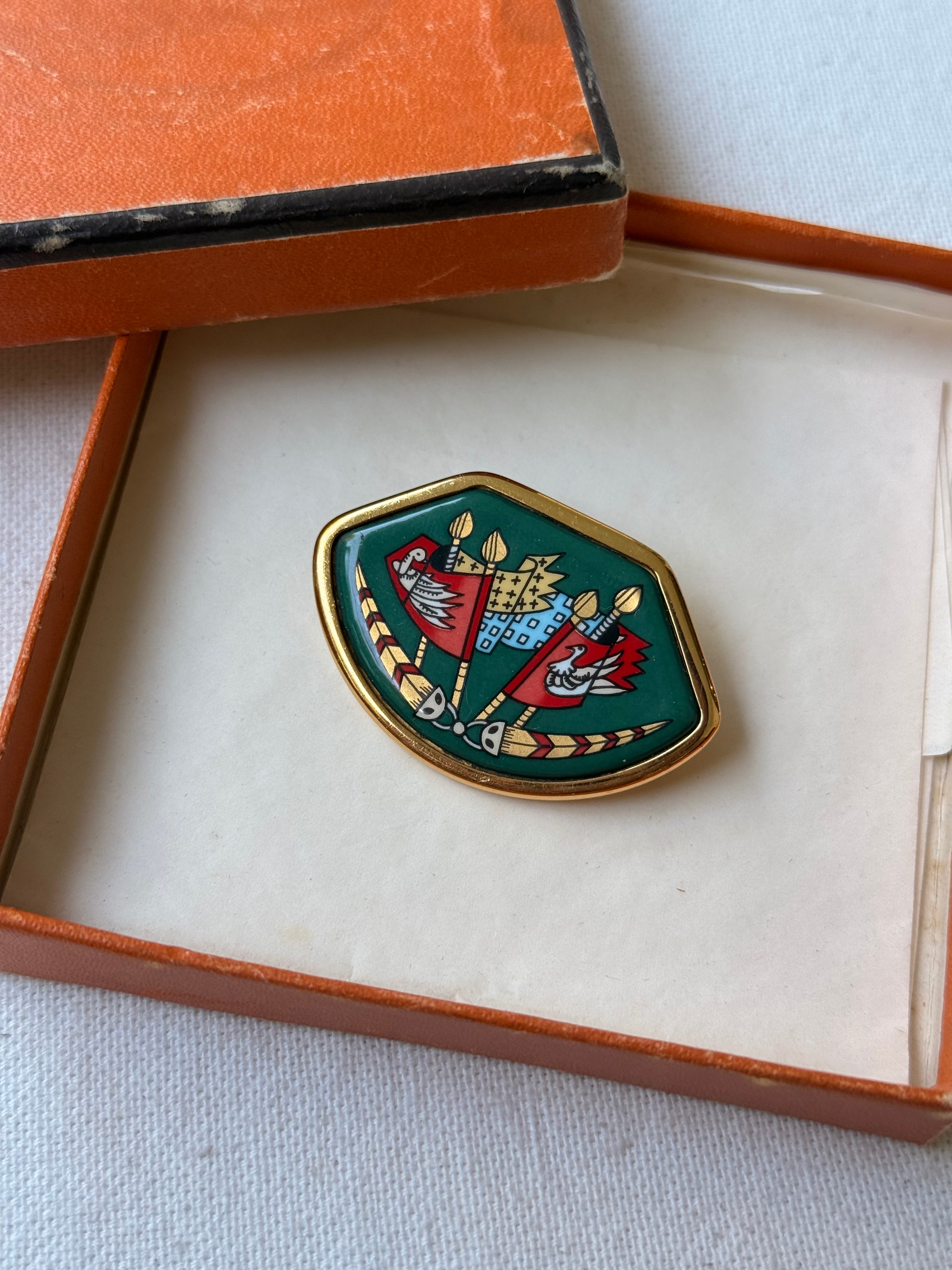 Broche Hermès vintage - Décor émaillé