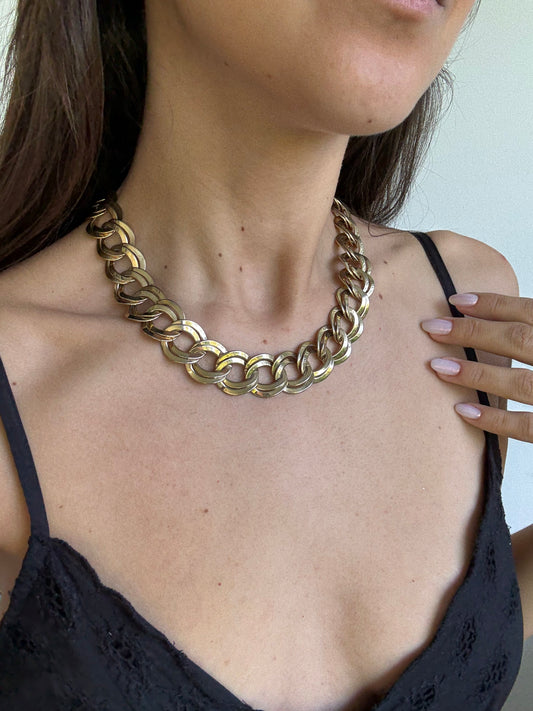 Collier vintage double maille dorée