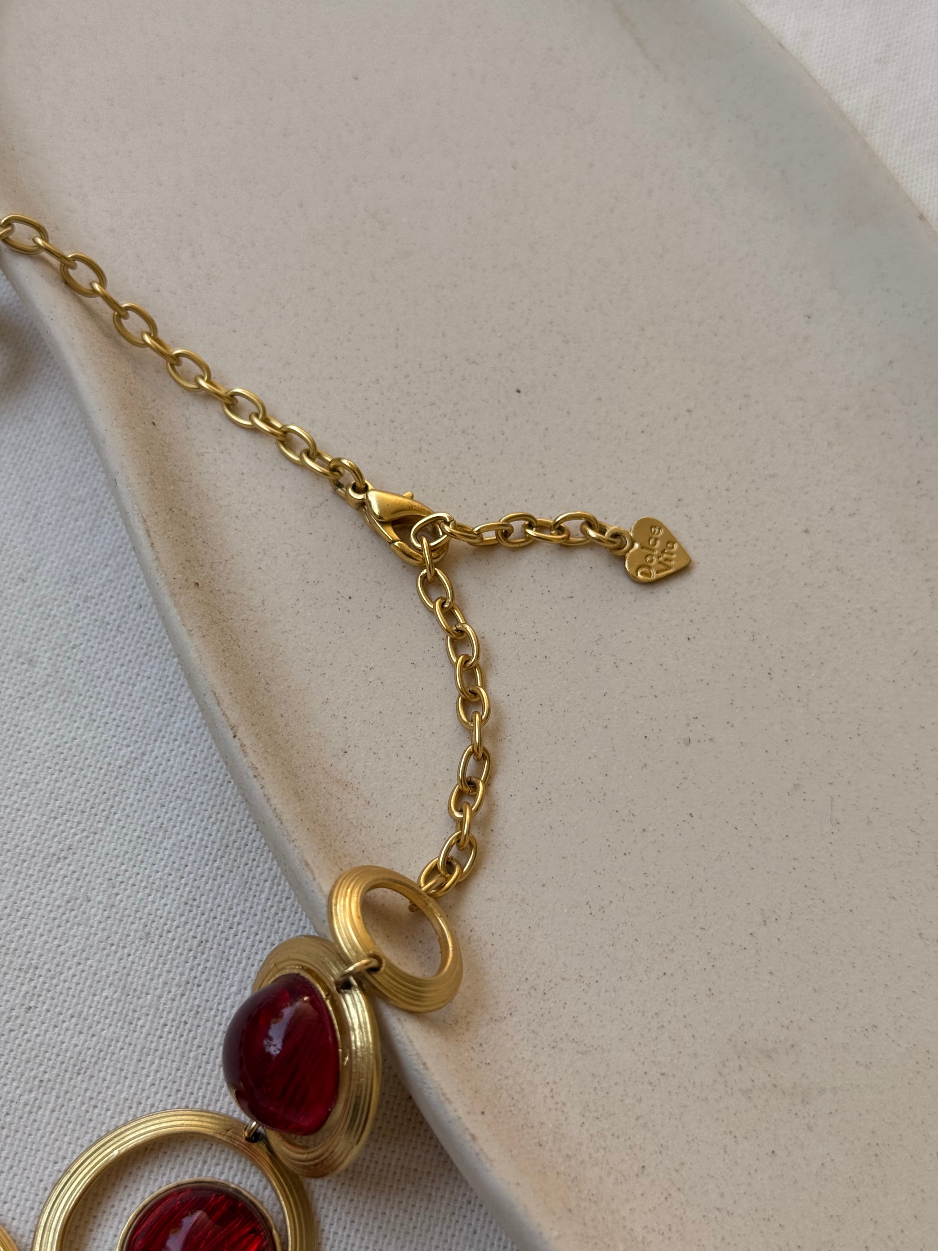 Collier Dolce Vita vintage - Cabochon résine rouge