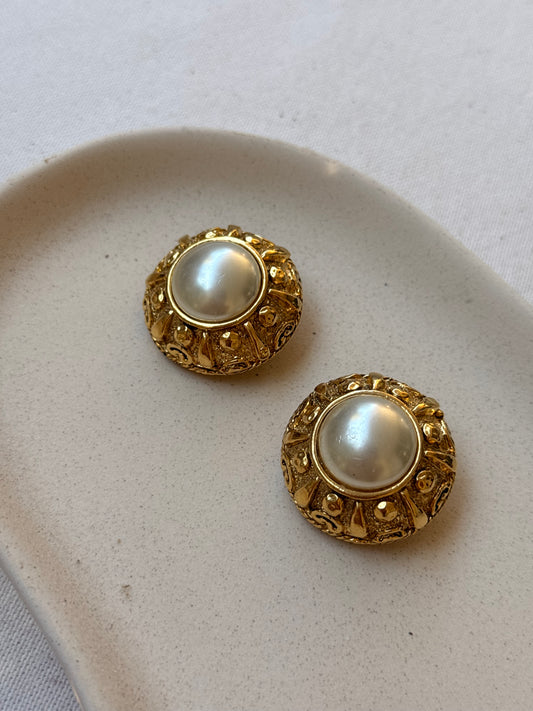 Boucles d’oreilles vintage - Cabochons perles nacrées