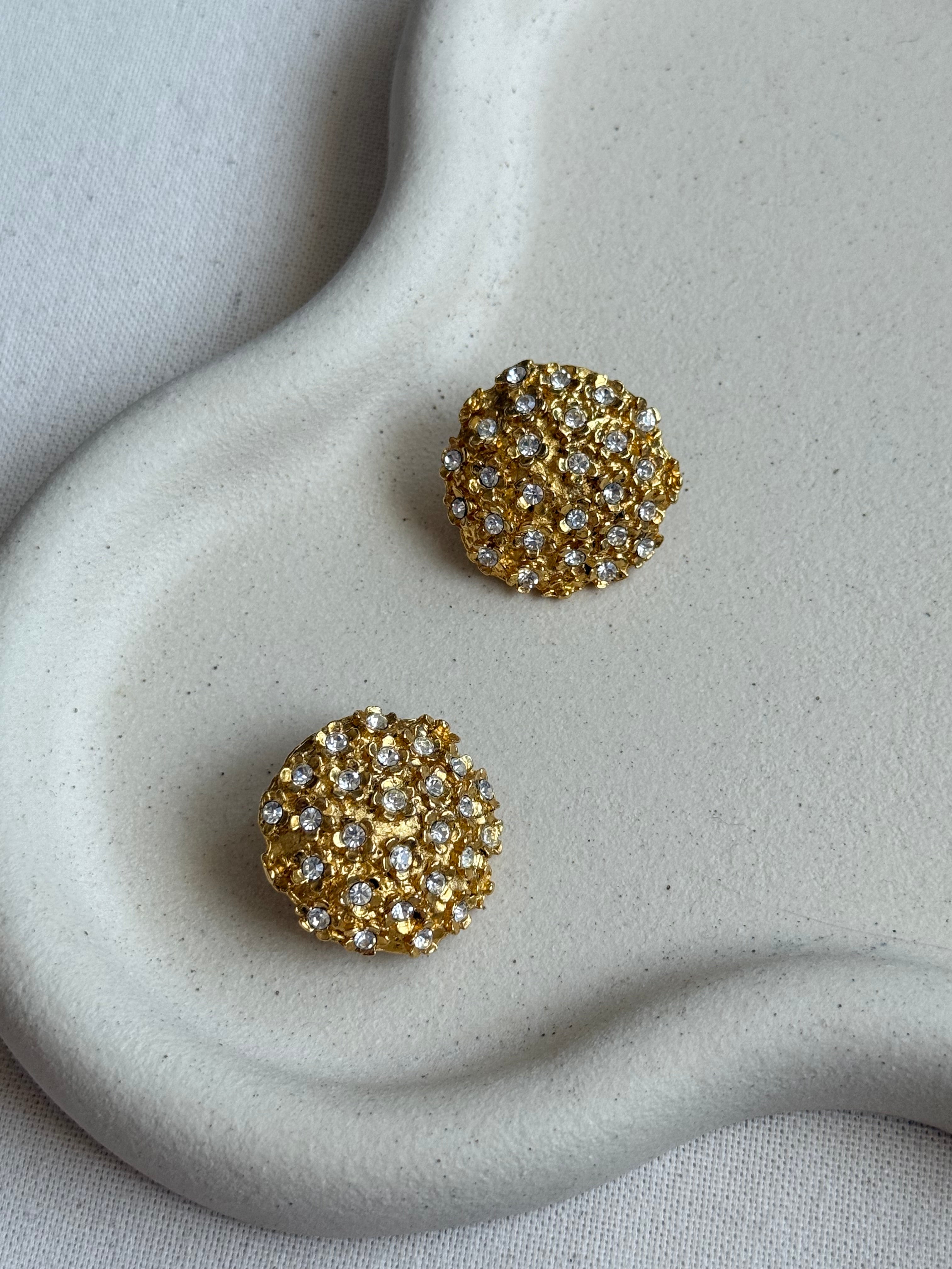 Boucles d’oreilles Sonia Rykiel vintage - Petites fleurs strass