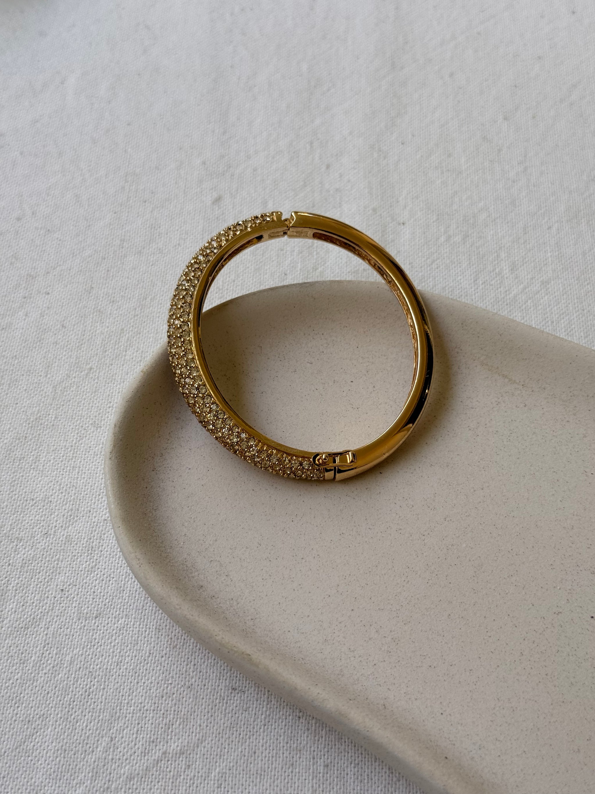 Jonc Christian Dior vintage - Doré orné de strass