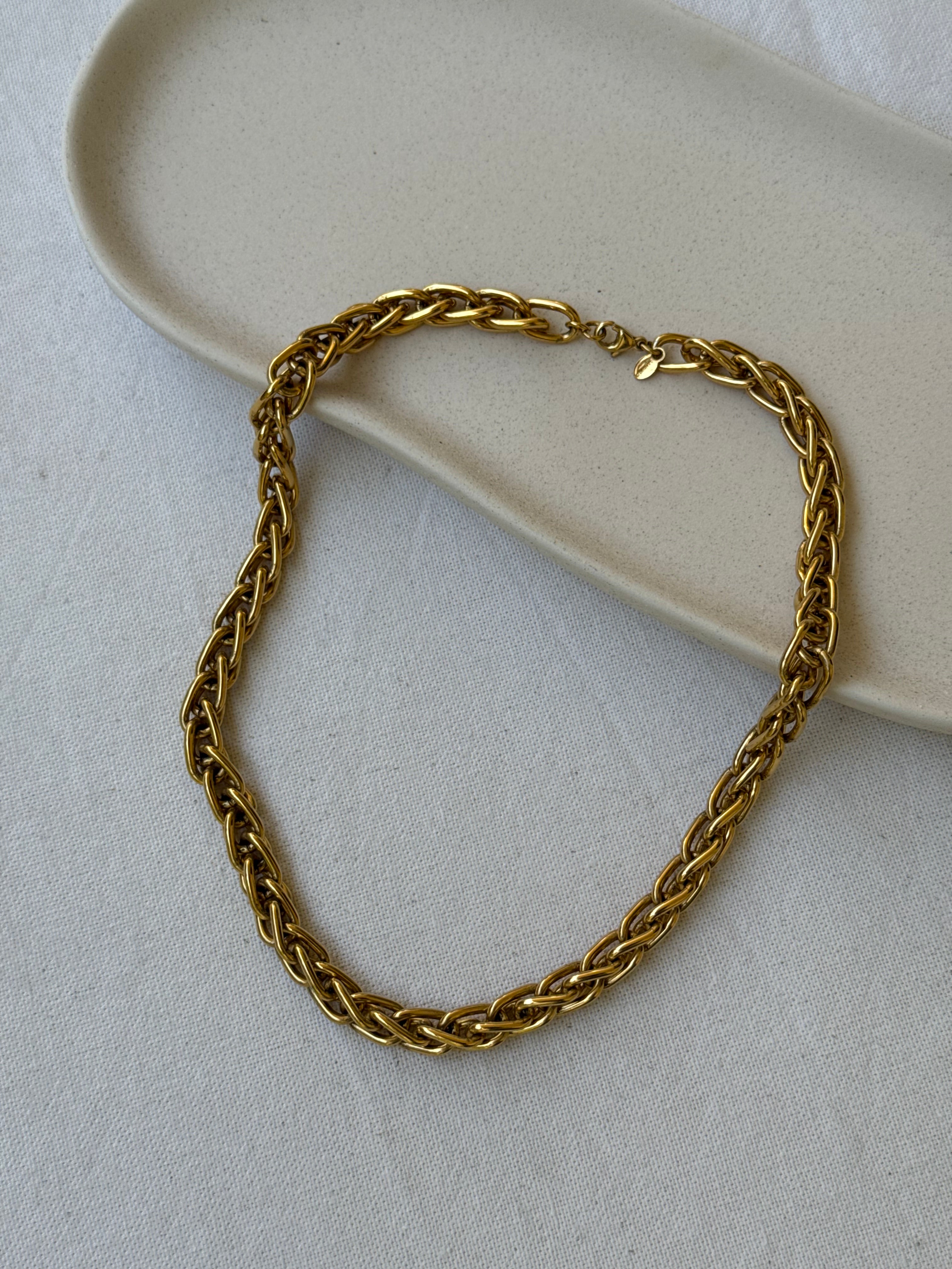 Collier Monet vintage - Maille torsadée dorée