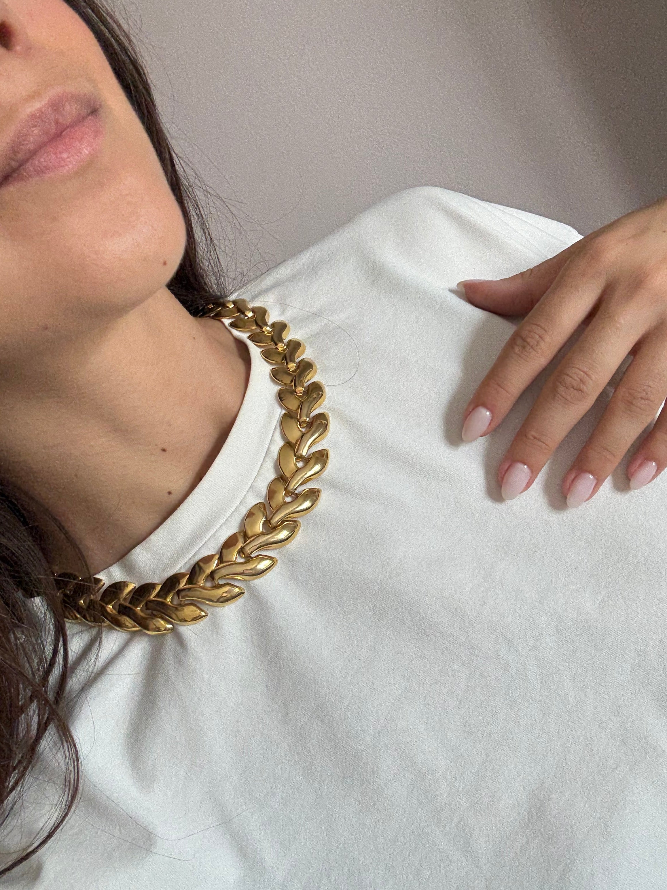 Collier vintage maille épi doré