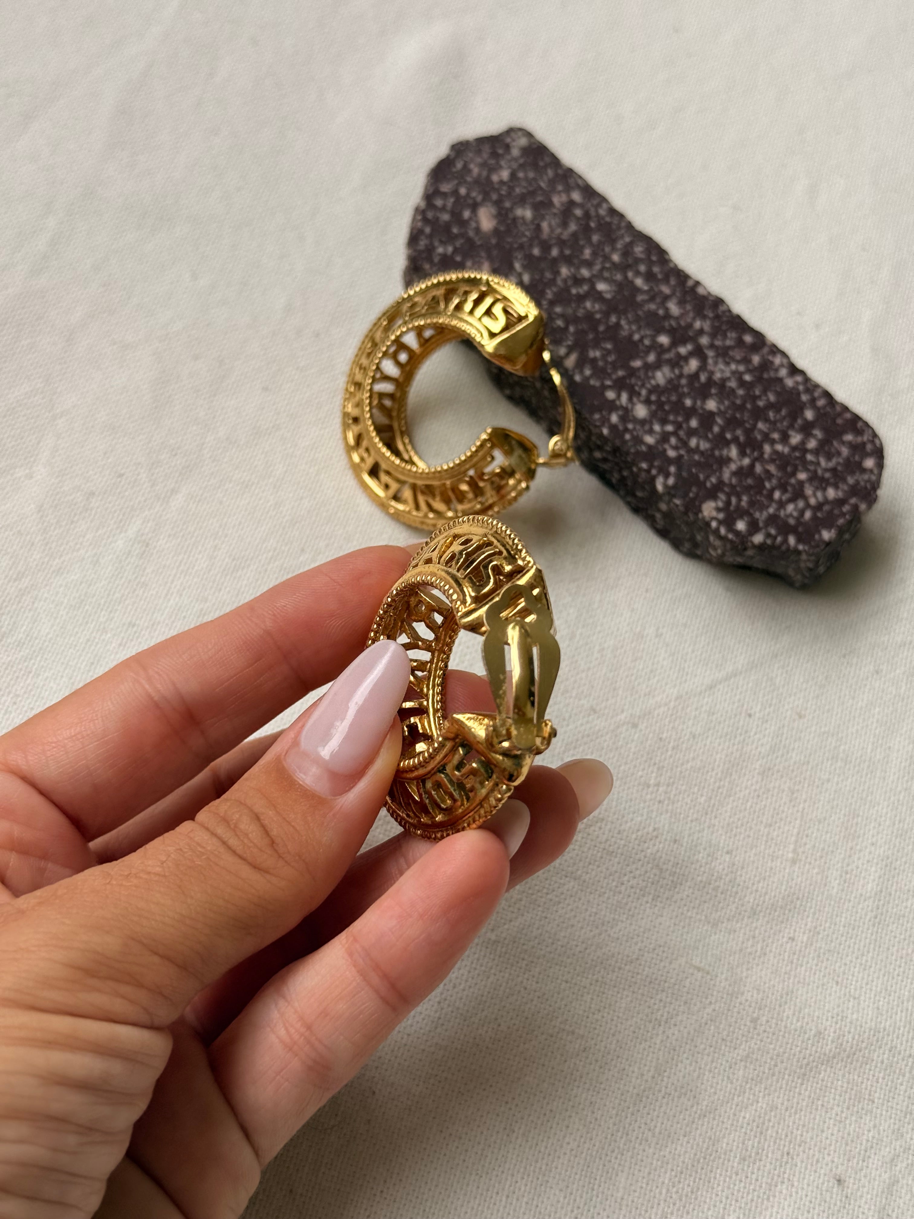 Boucles d’oreilles Sonia Rykiel vintage - Créoles ajourées
