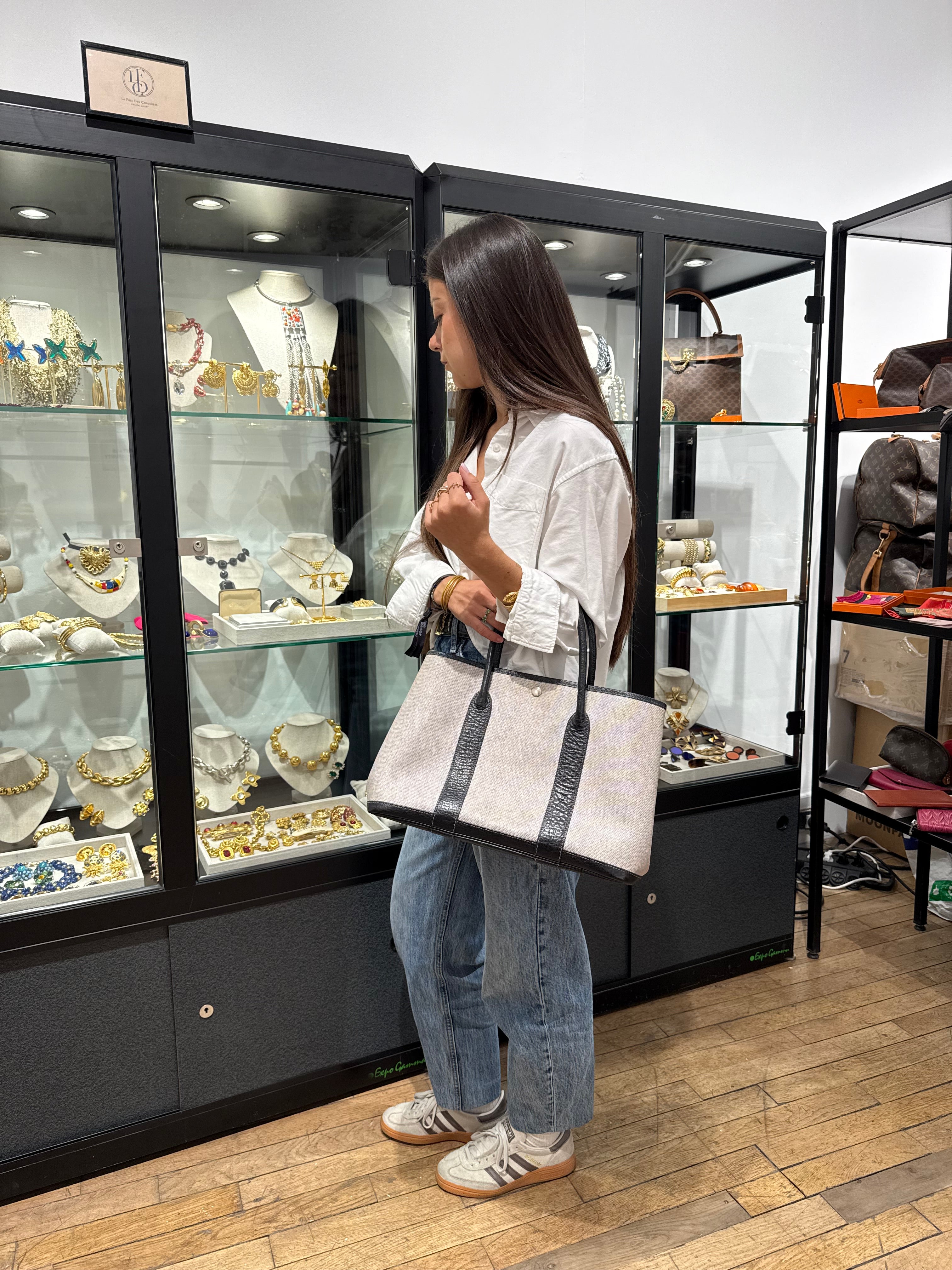 Sac Hermès vintage - Garden Party 36 en toile et cuir grainé