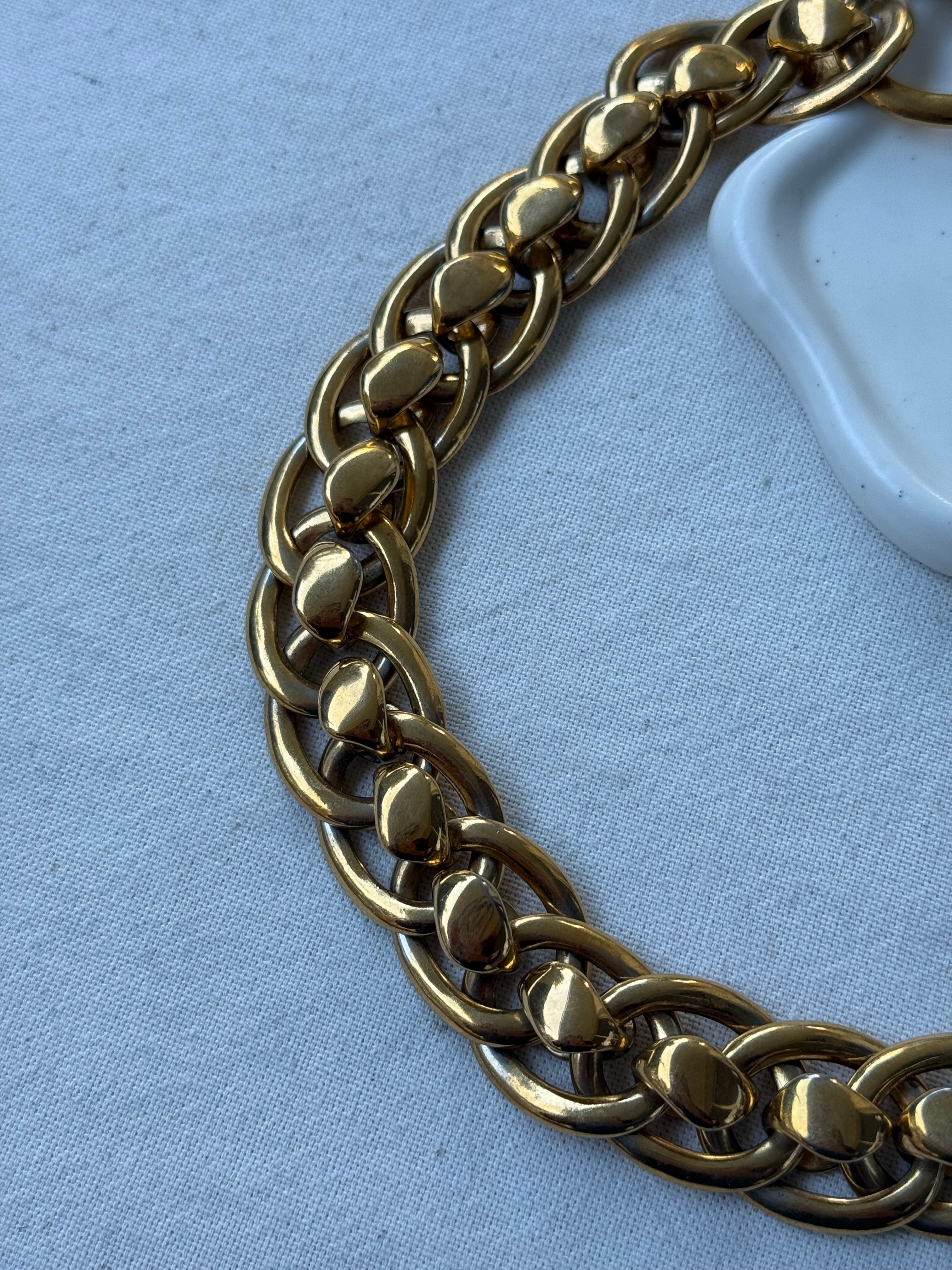 Collier Yves Saint Laurent vintage - Grosse maille dorée