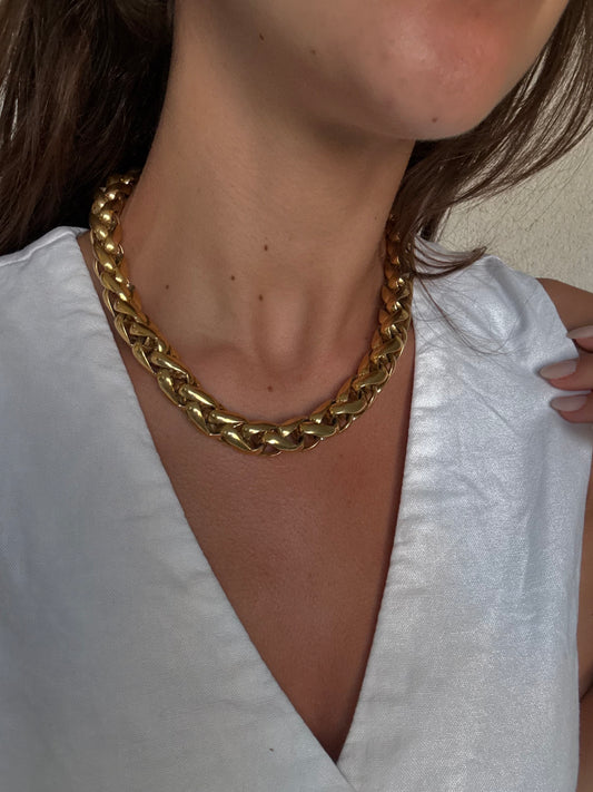 Collier doré vintage - Maille tressée dorée