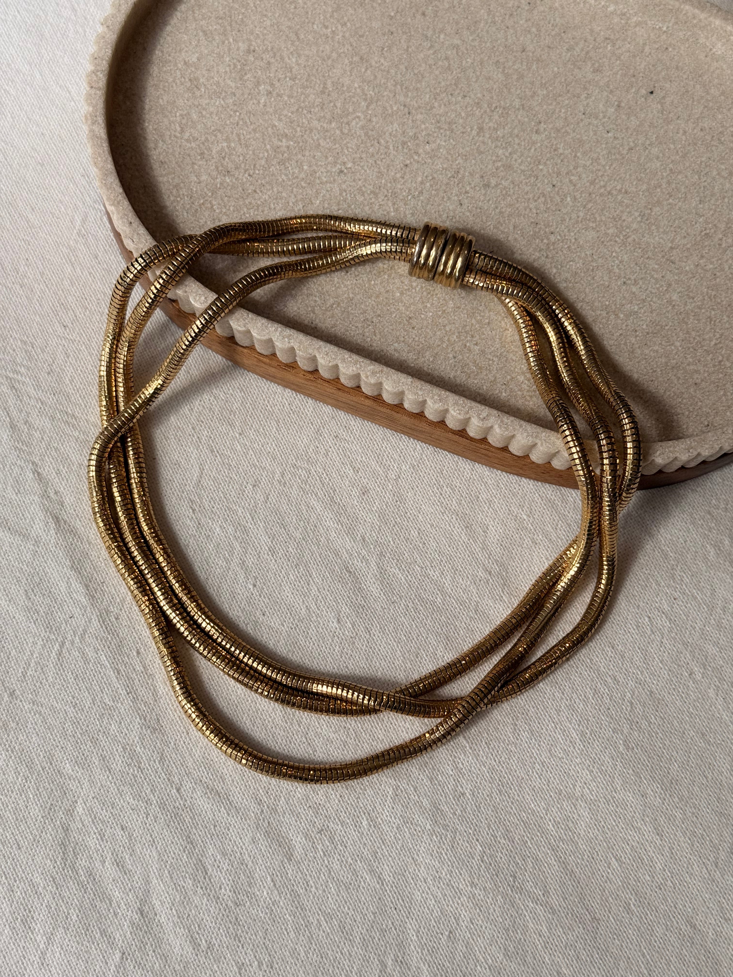 Collier doré vintage - Maille souple multi-rangs