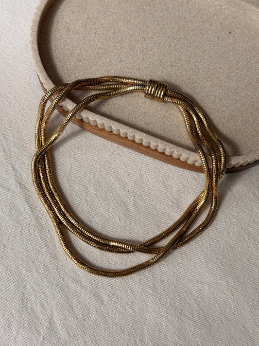 Collier doré vintage - Maille souple multi-rangs