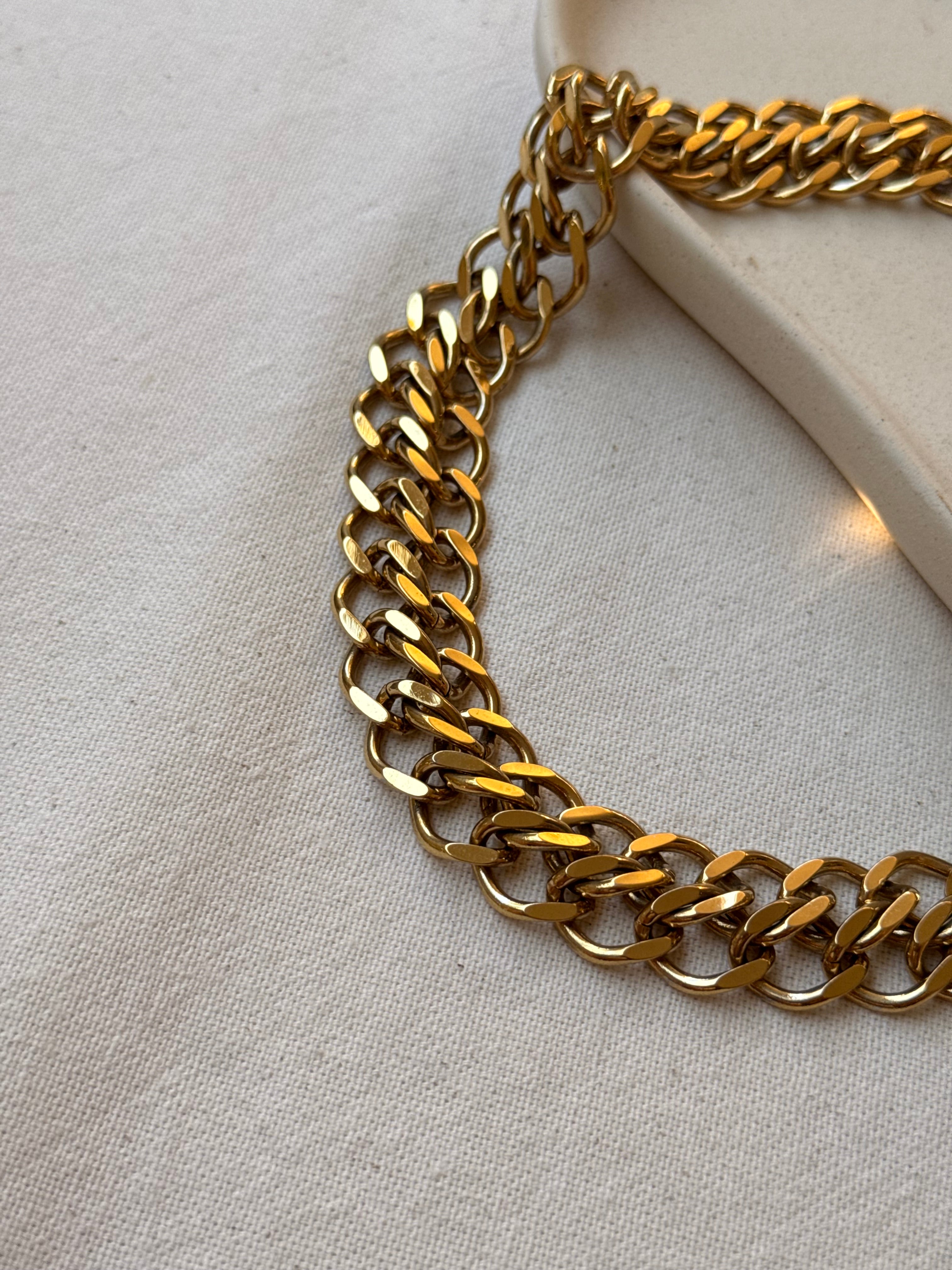 Collier Napier vintage - Maille double dorée
