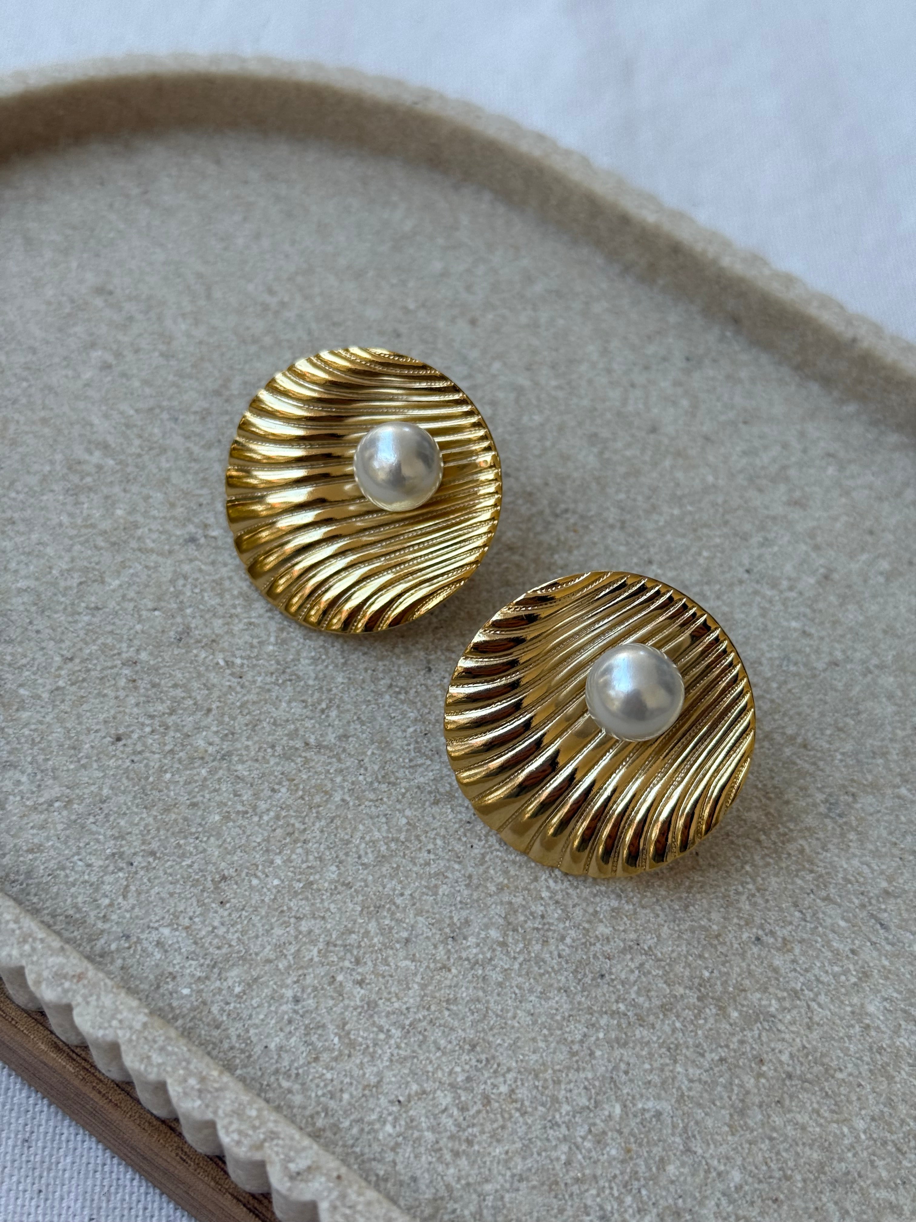 Vintage Napier Earrings - Shell and Pearl