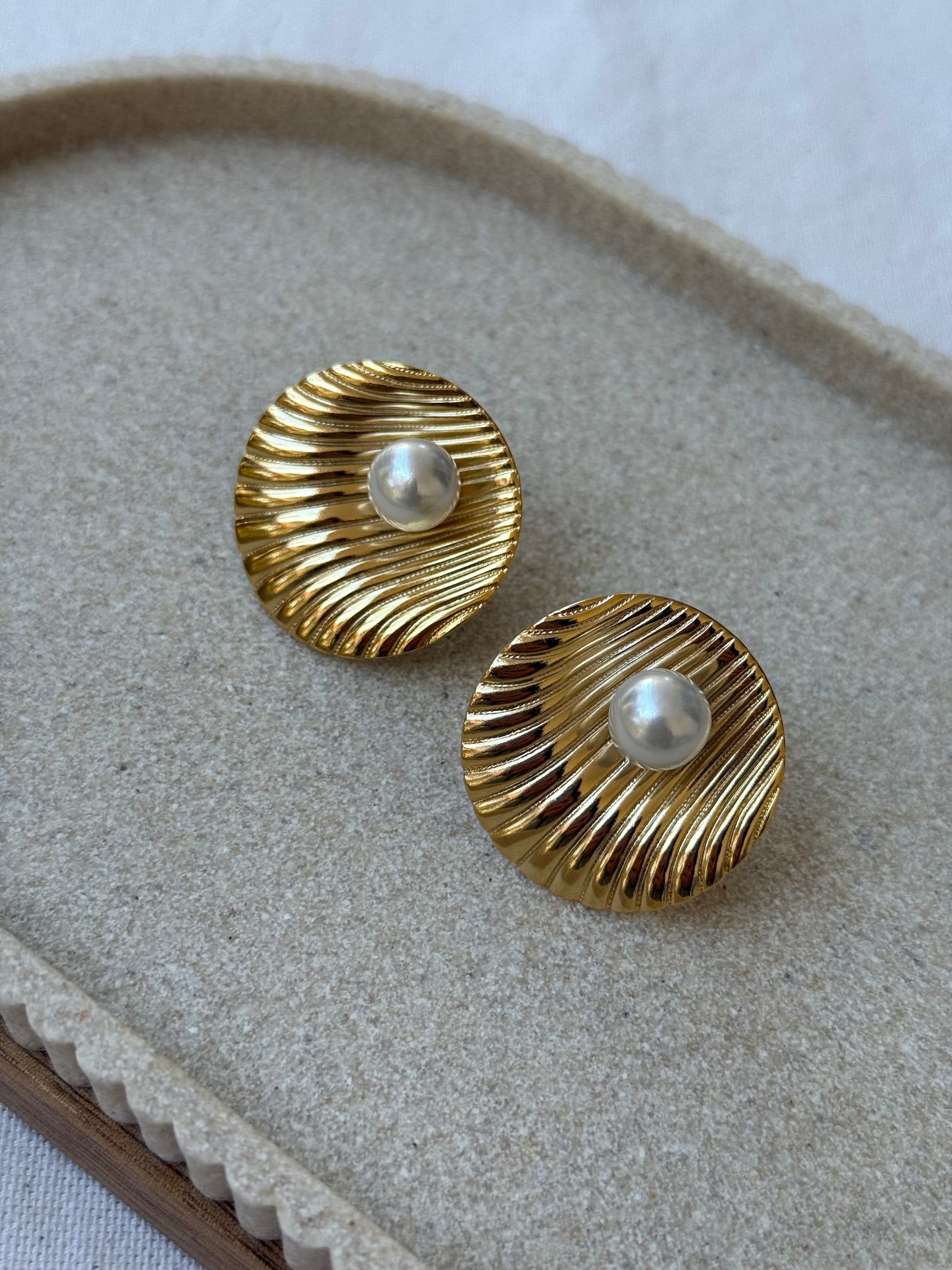 Vintage Napier Earrings - Shell and Pearl
