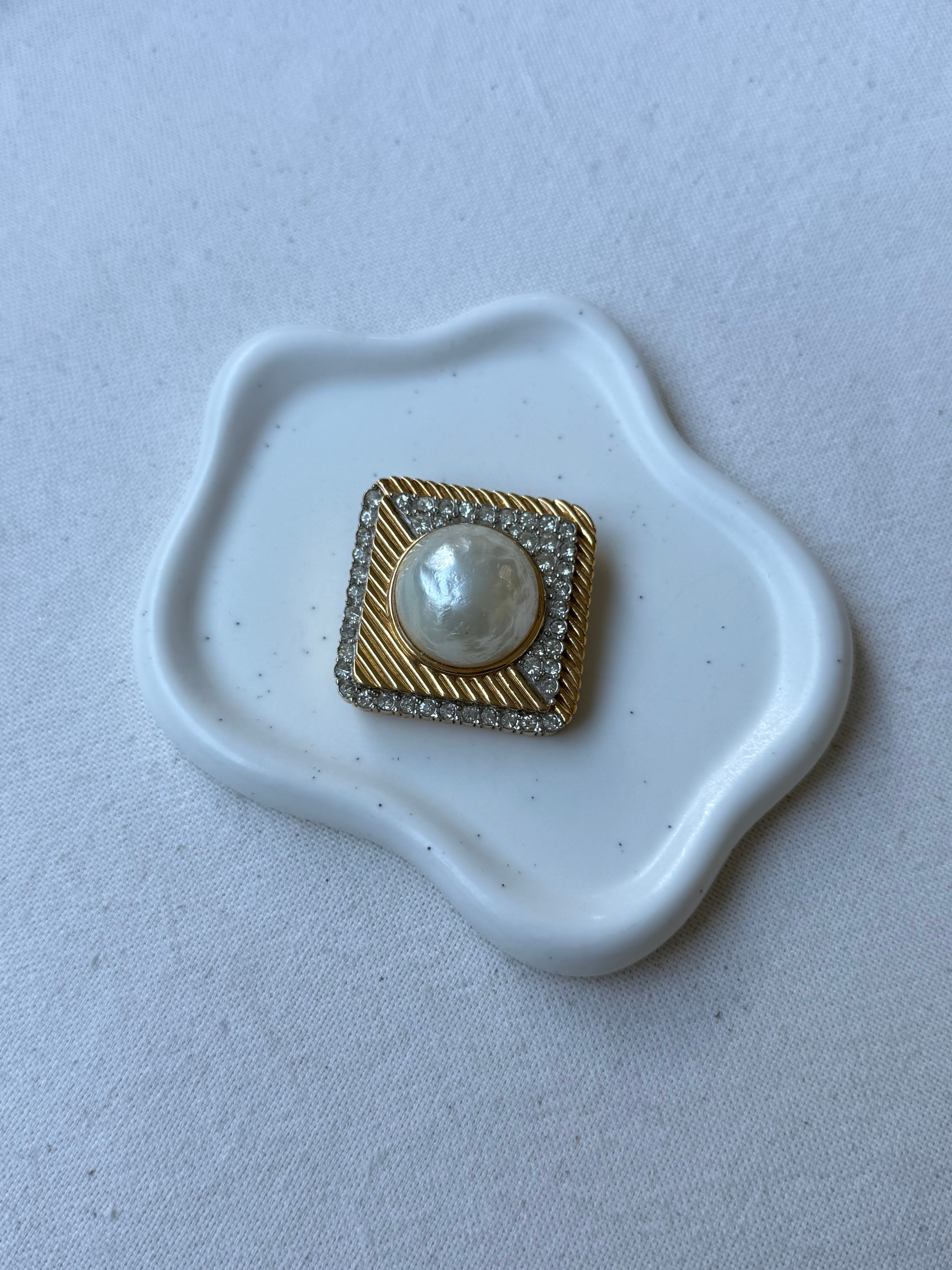 Broche Nina Ricci vintage - Perle et strass